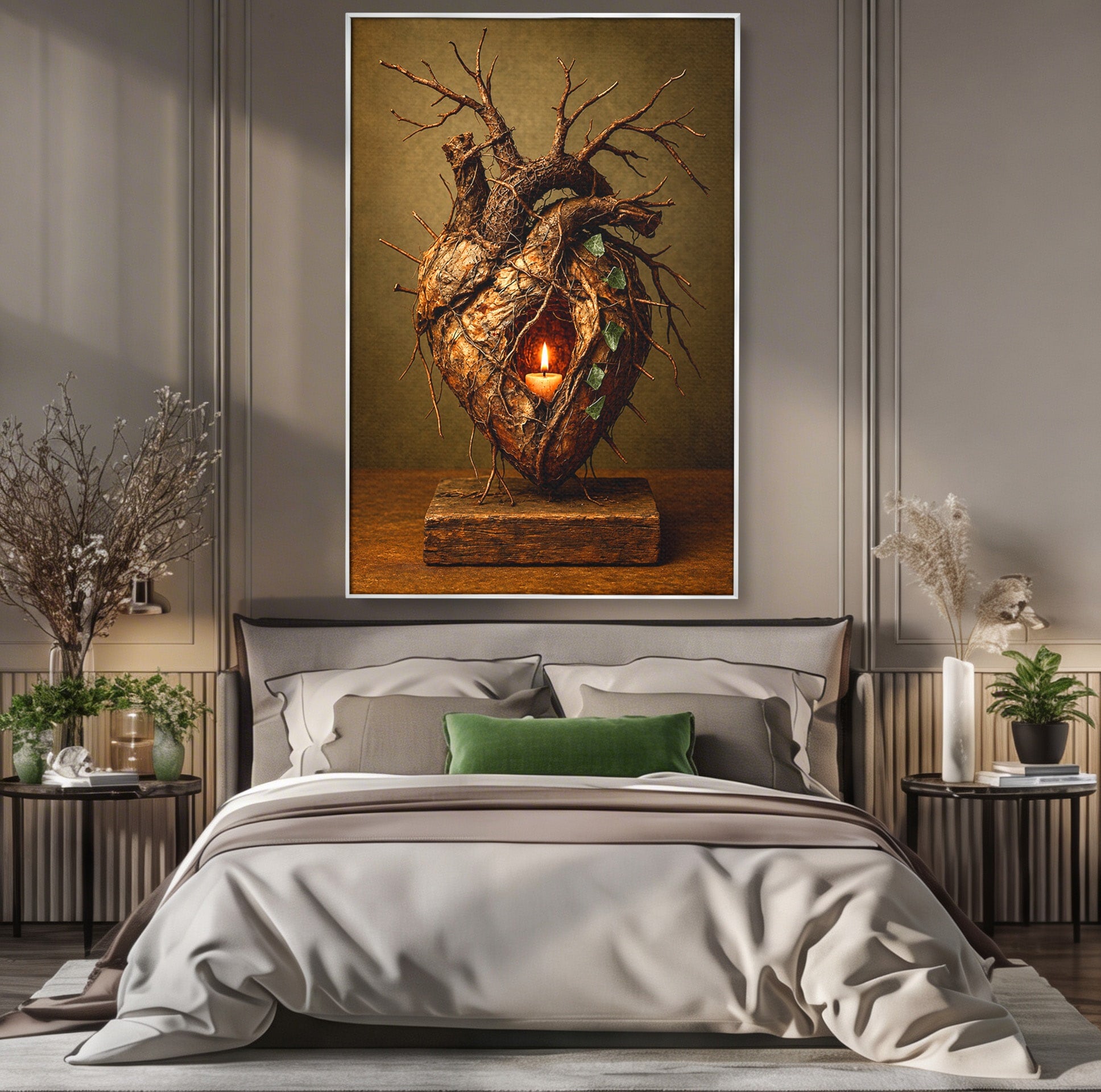 Tablou Canvas Premium LuxCanva® U1001, Inima Naturii, Inima, Natura, Lumanare, Arta, Living, Culori Vibrante