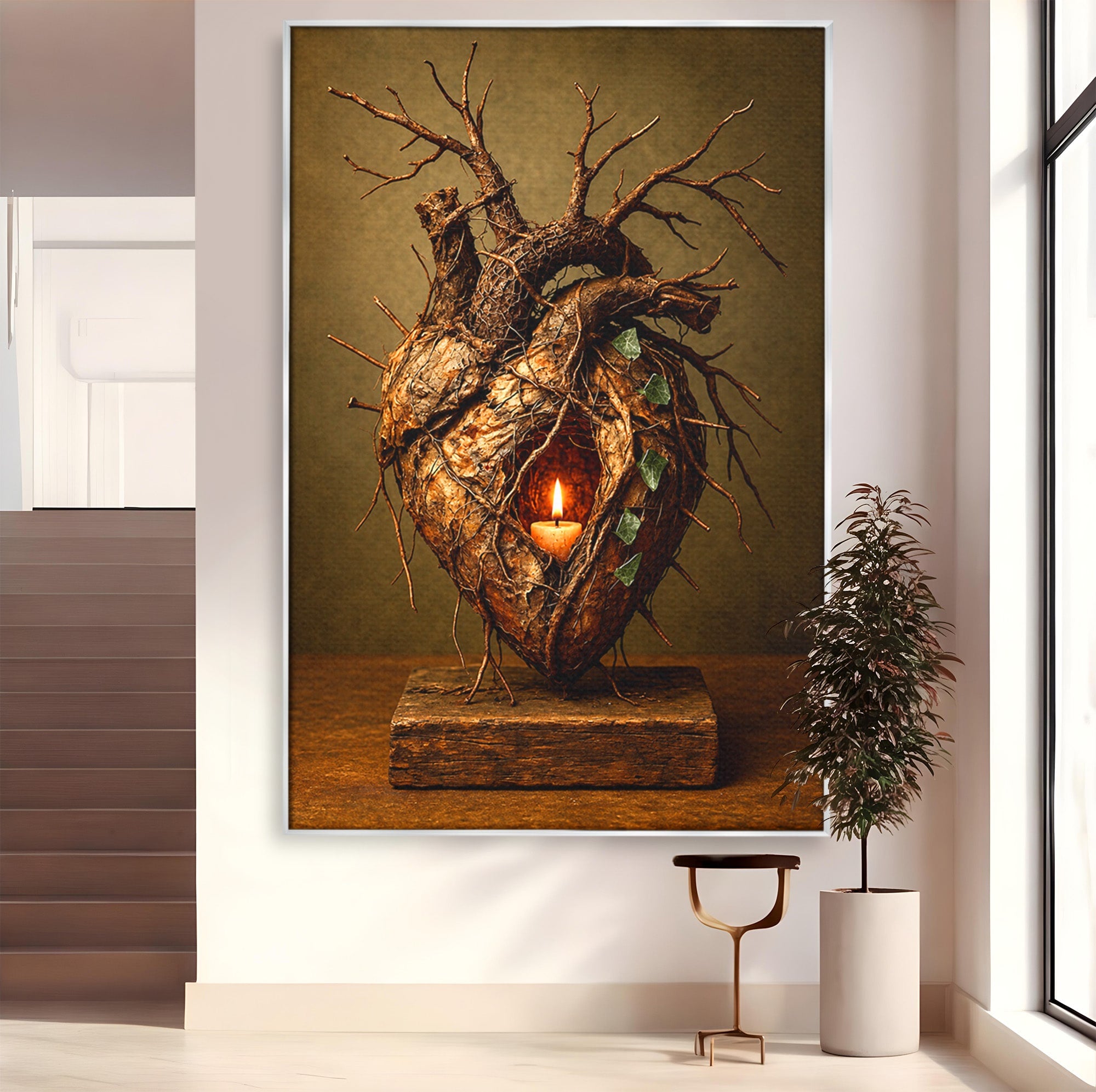 Tablou Canvas Premium LuxCanva® U1001, Inima Naturii, Inima, Natura, Lumanare, Arta, Living, Culori Vibrante