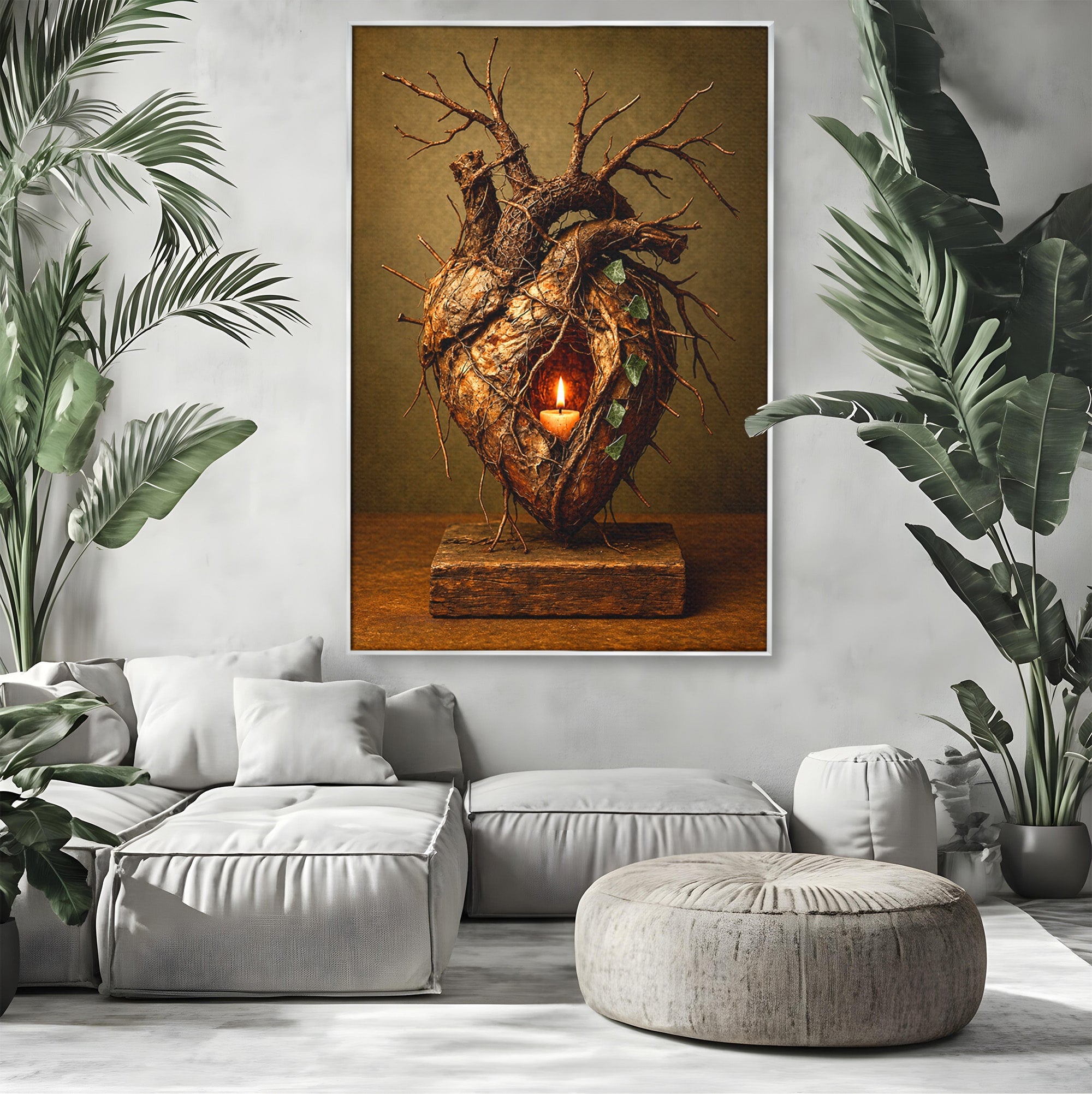 Tablou Canvas Premium LuxCanva® U1001, Inima Naturii, Inima, Natura, Lumanare, Arta, Living, Culori Vibrante