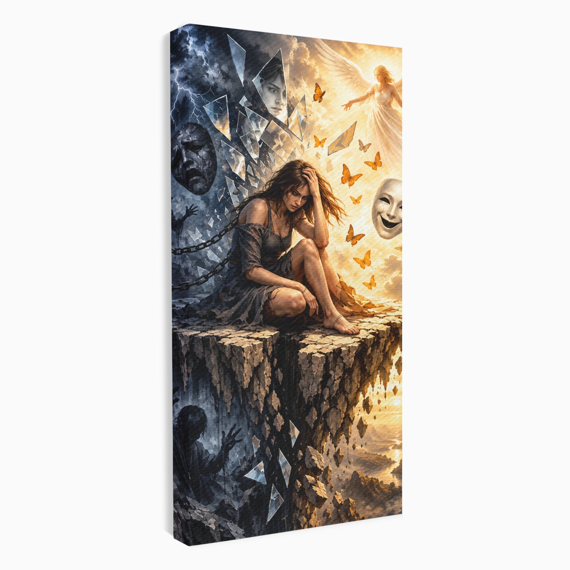 Tablou Canvas Premium LuxCanva® U1003, Reflectii Interioare, Reflectie, Fantezie, Emotii, Inger, Living, Culori Vibrante