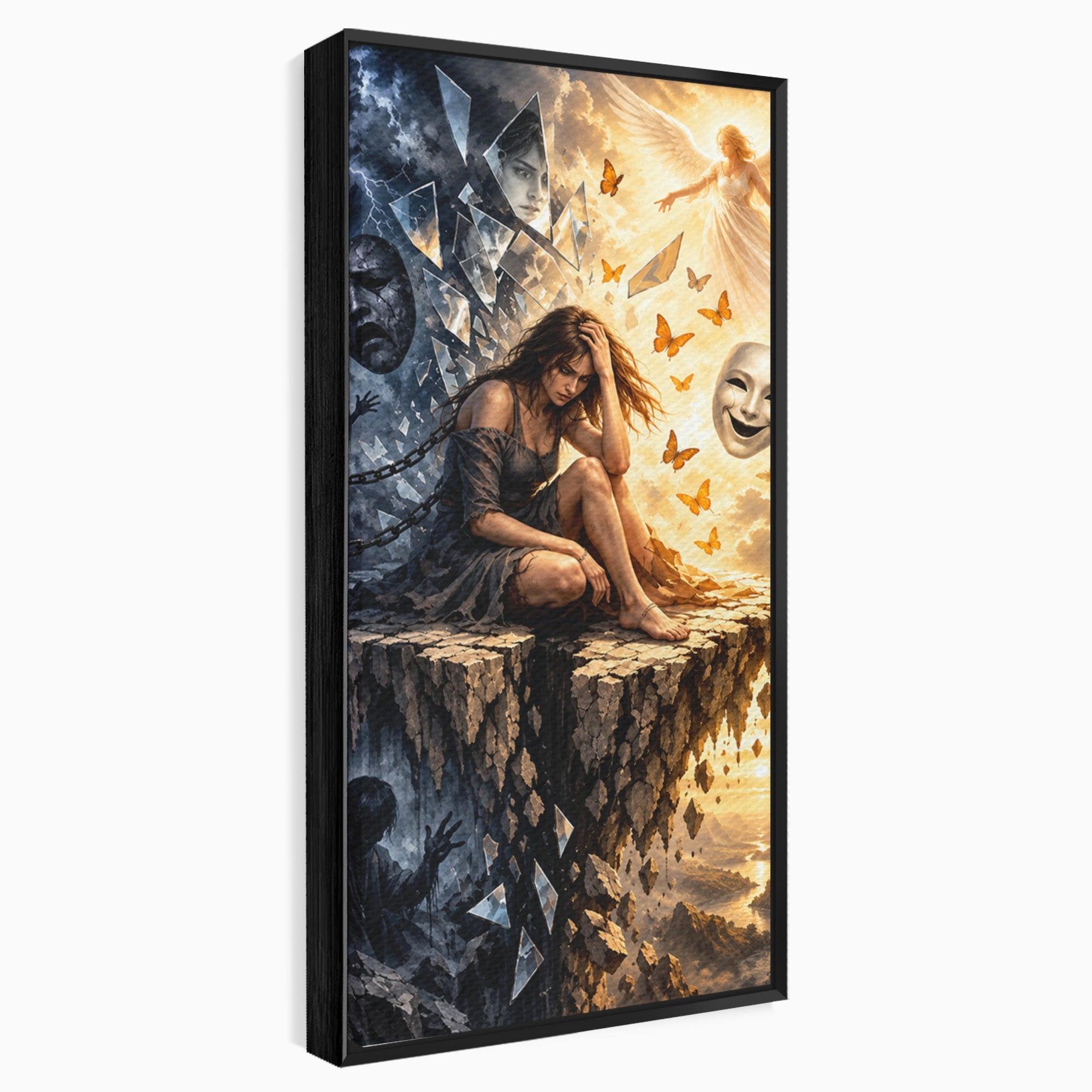 Tablou Canvas Premium LuxCanva® U1003, Reflectii Interioare, Reflectie, Fantezie, Emotii, Inger, Living, Culori Vibrante
