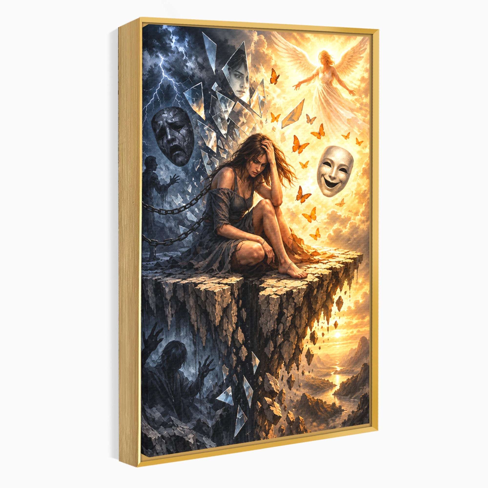 Tablou Canvas Premium LuxCanva® U1003, Reflectii Interioare, Reflectie, Fantezie, Emotii, Inger, Living, Culori Vibrante