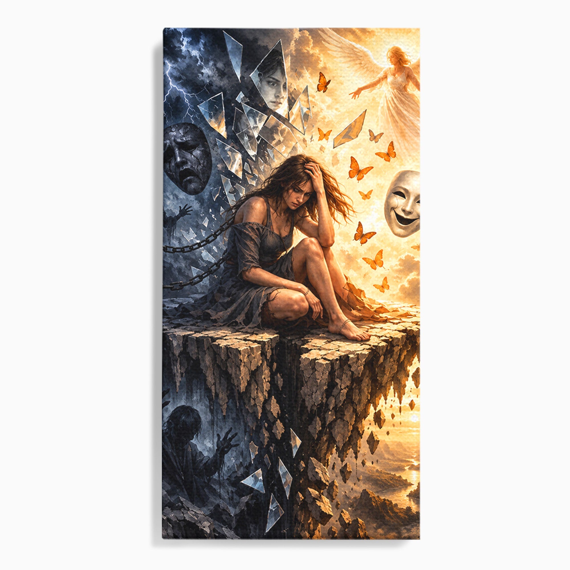 Tablou Canvas Premium LuxCanva® U1003, Reflectii Interioare, Reflectie, Fantezie, Emotii, Inger, Living, Culori Vibrante