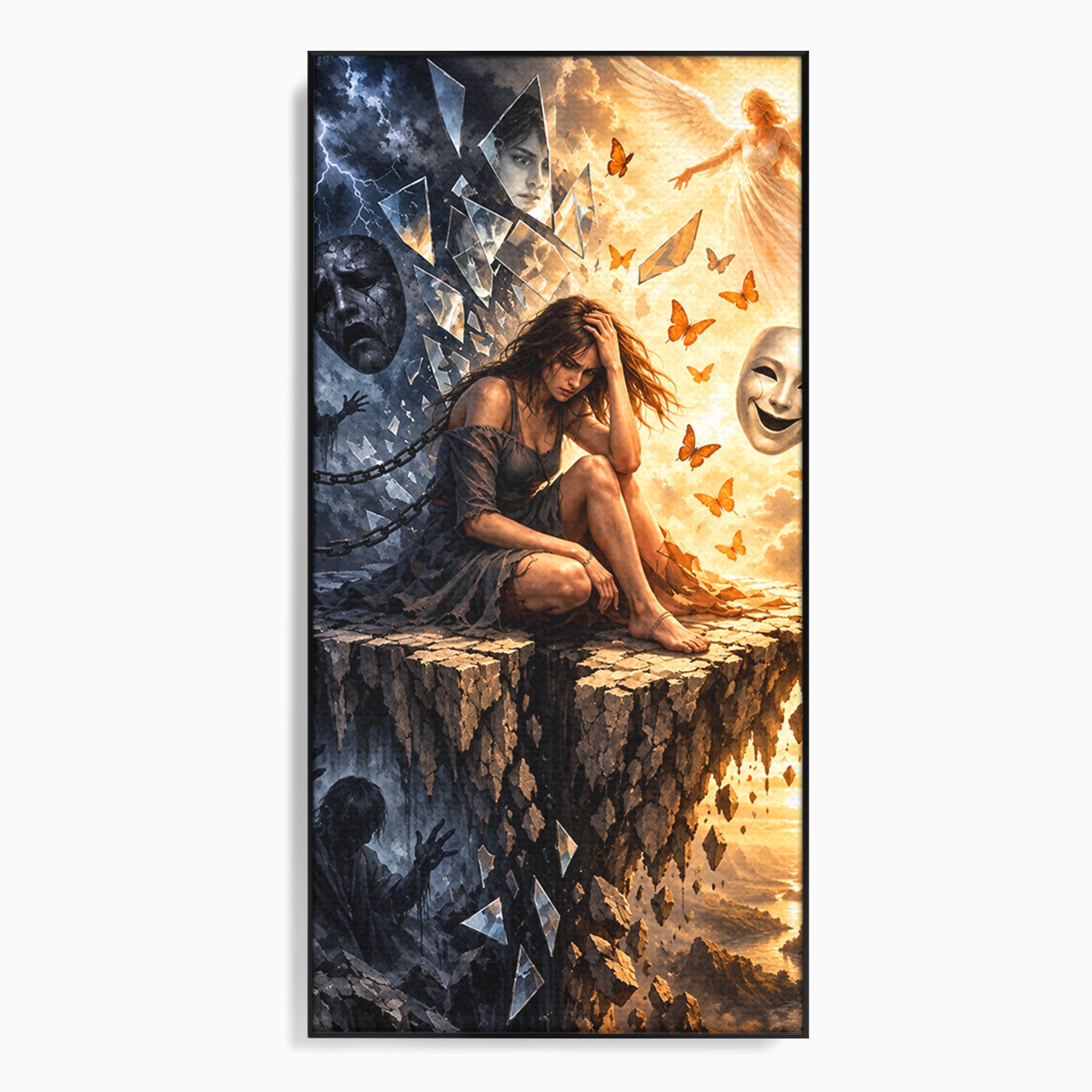Tablou Canvas Premium LuxCanva® U1003, Reflectii Interioare, Reflectie, Fantezie, Emotii, Inger, Living, Culori Vibrante
