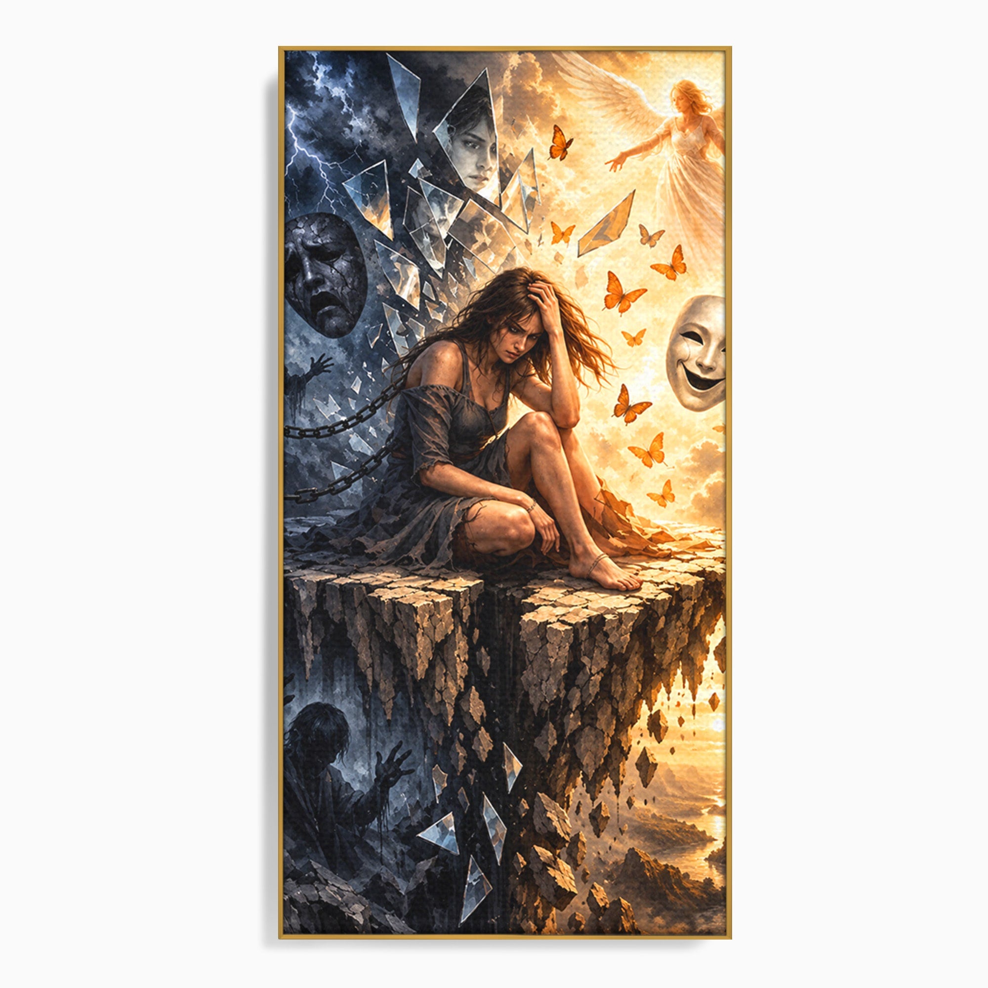 Tablou Canvas Premium LuxCanva® U1003, Reflectii Interioare, Reflectie, Fantezie, Emotii, Inger, Living, Culori Vibrante