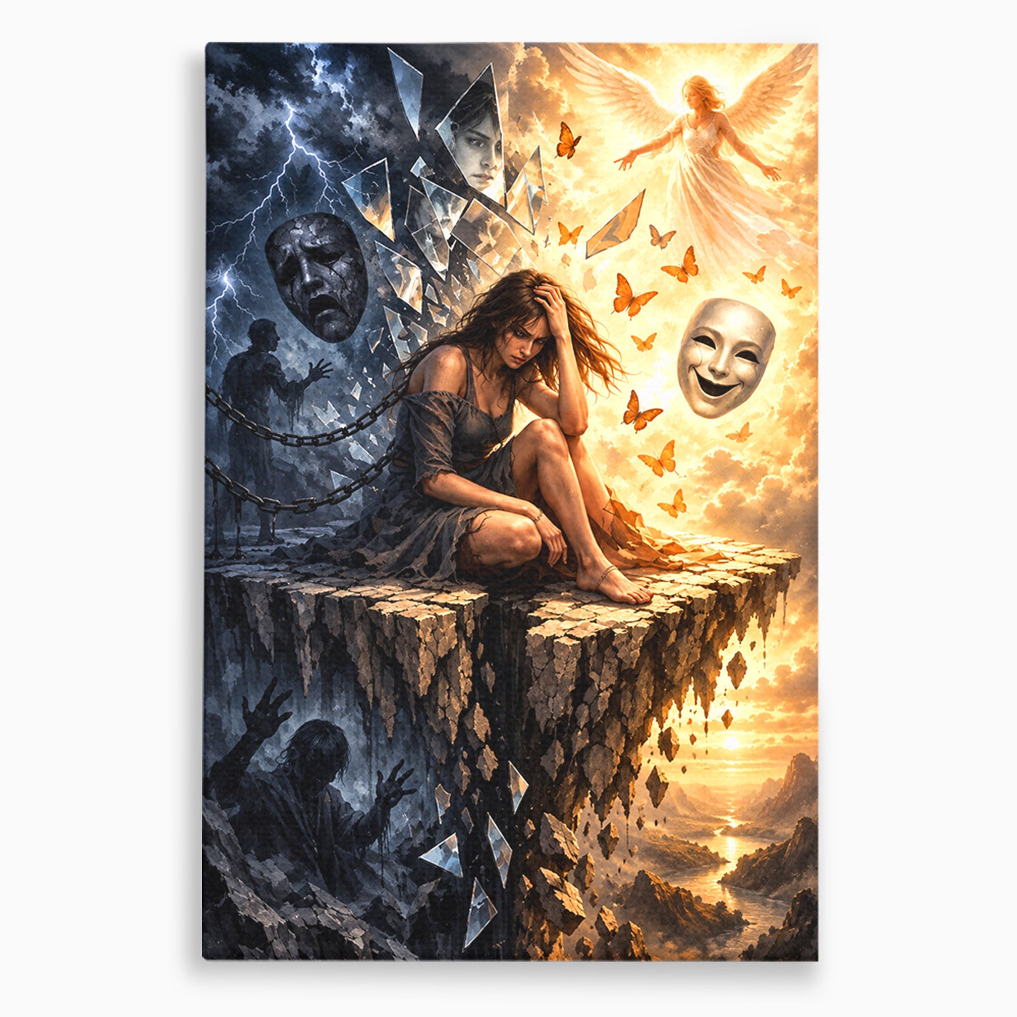 Tablou Canvas Premium LuxCanva® U1003, Reflectii Interioare, Reflectie, Fantezie, Emotii, Inger, Living, Culori Vibrante