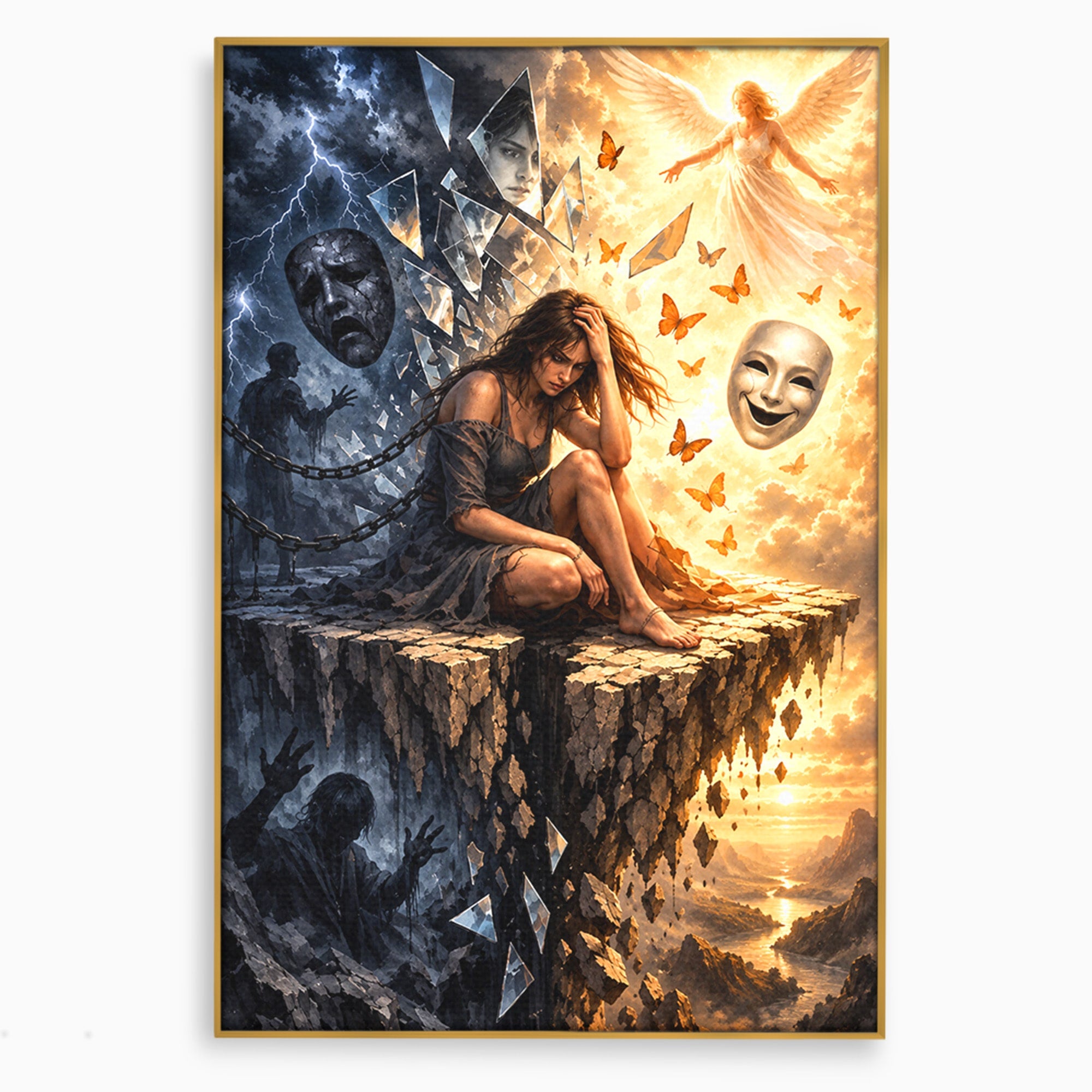 Tablou Canvas Premium LuxCanva® U1003, Reflectii Interioare, Reflectie, Fantezie, Emotii, Inger, Living, Culori Vibrante