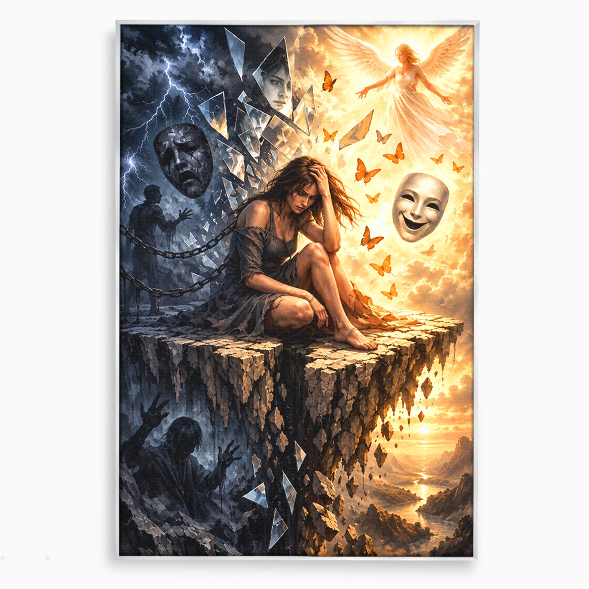 Tablou Canvas Premium LuxCanva® U1003, Reflectii Interioare, Reflectie, Fantezie, Emotii, Inger, Living, Culori Vibrante