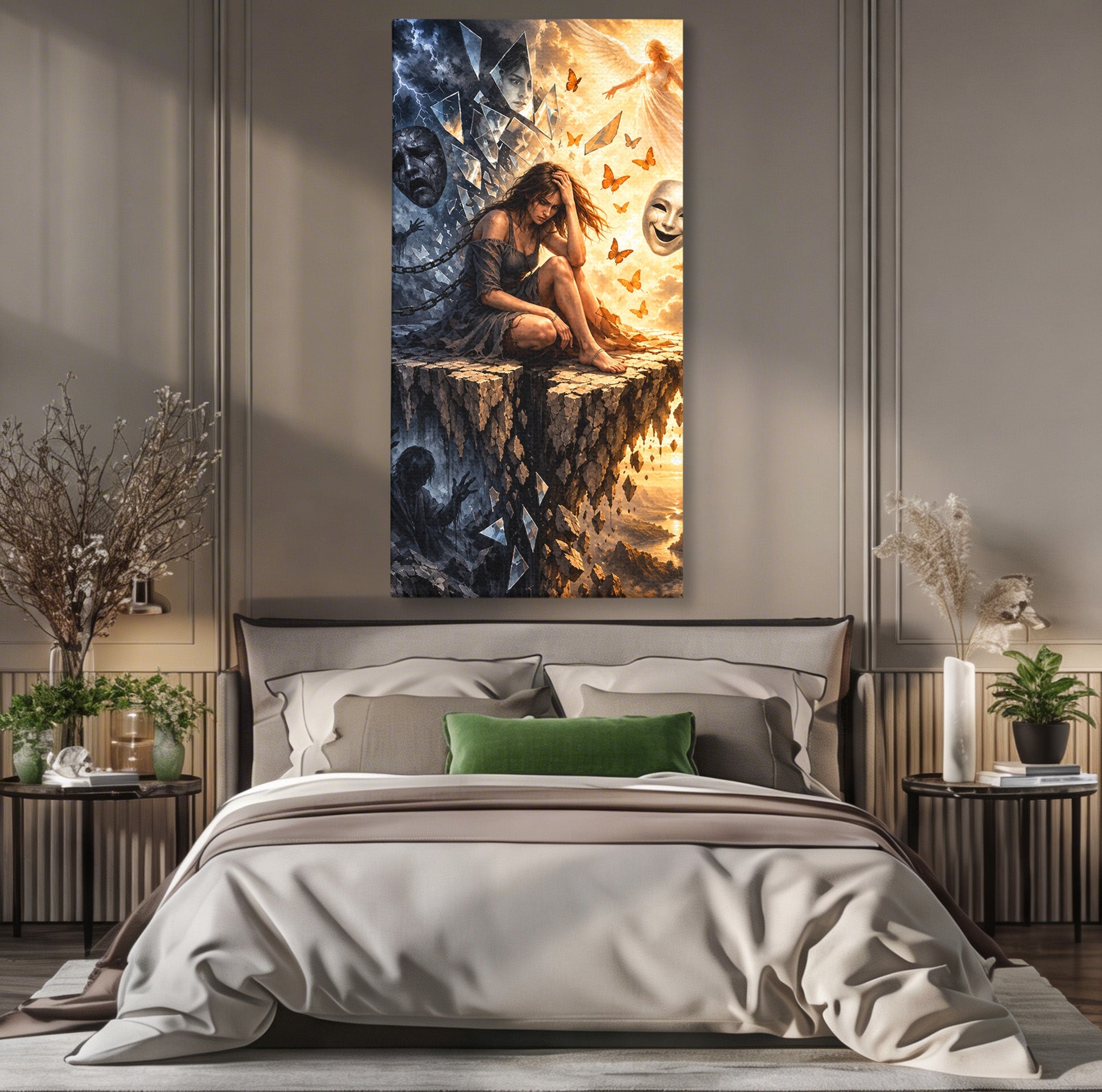 Tablou Canvas Premium LuxCanva® U1003, Reflectii Interioare, Reflectie, Fantezie, Emotii, Inger, Living, Culori Vibrante