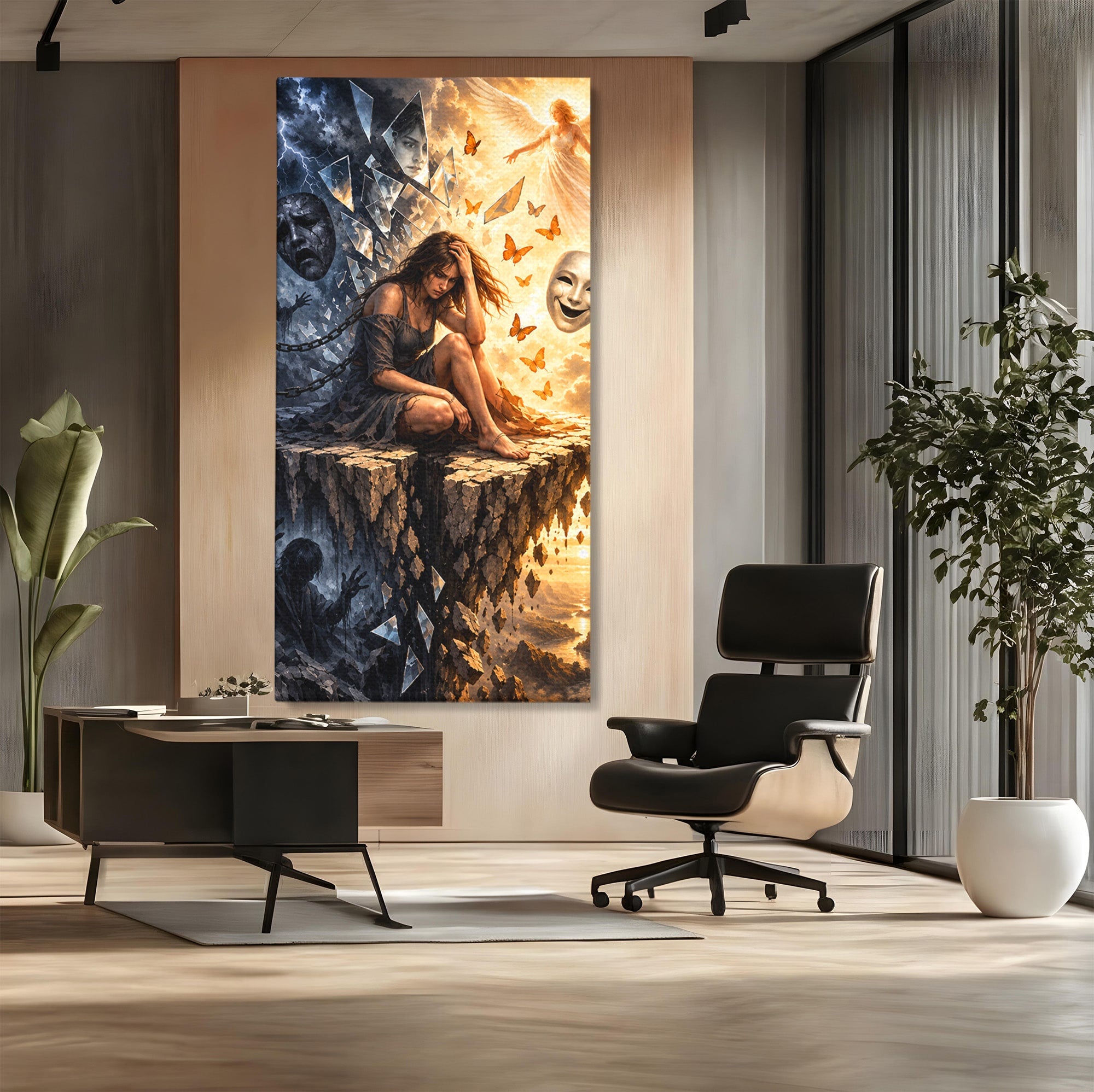 Tablou Canvas Premium LuxCanva® U1003, Reflectii Interioare, Reflectie, Fantezie, Emotii, Inger, Living, Culori Vibrante