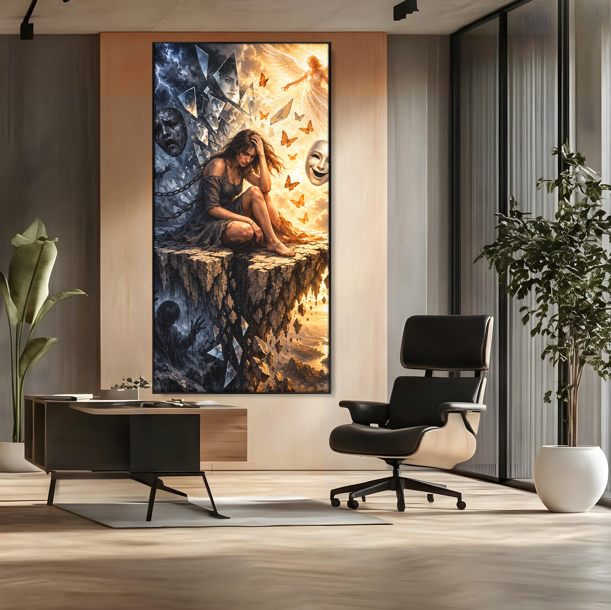 Tablou Canvas Premium LuxCanva® U1003, Reflectii Interioare, Reflectie, Fantezie, Emotii, Inger, Living, Culori Vibrante