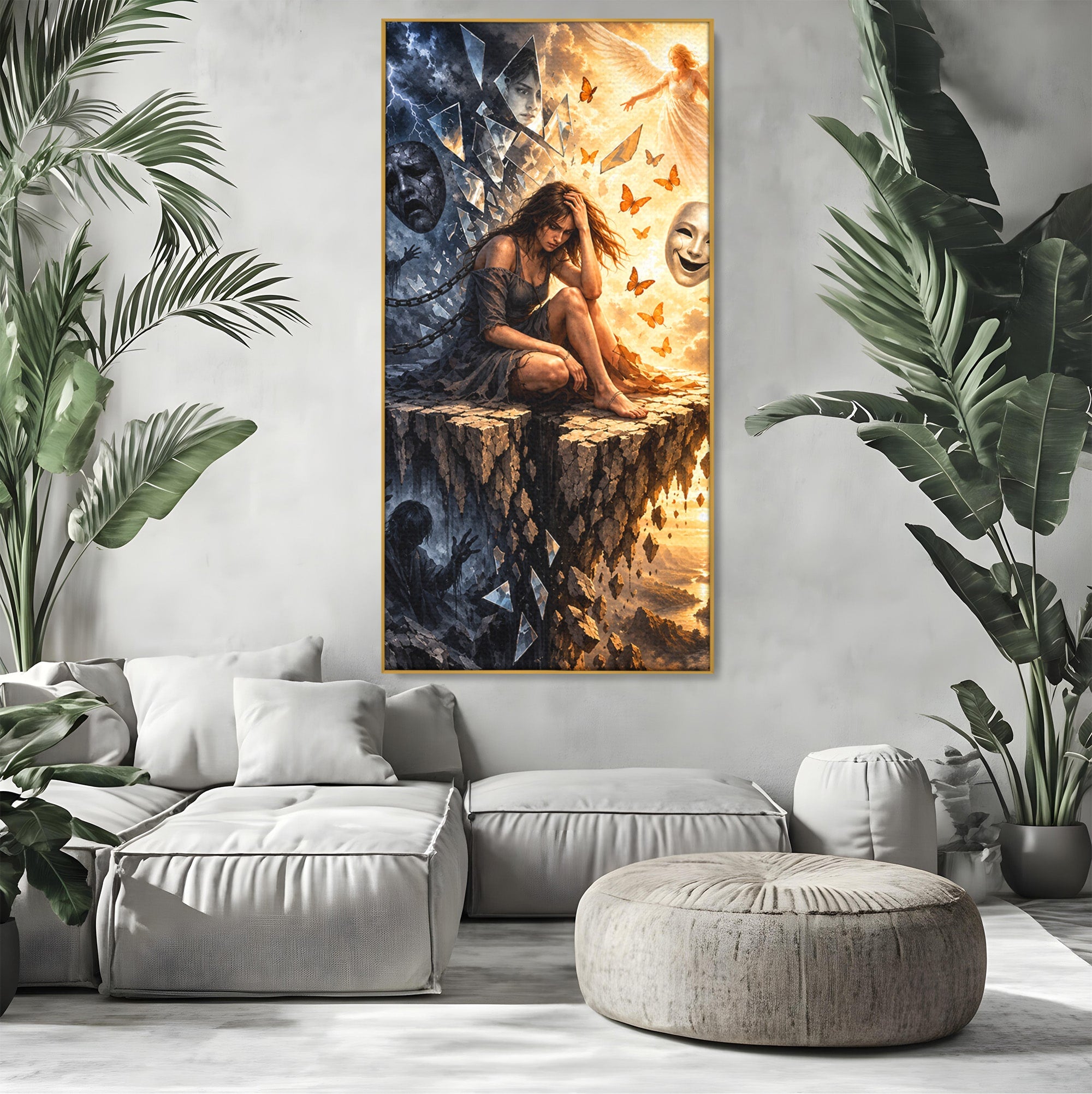 Tablou Canvas Premium LuxCanva® U1003, Reflectii Interioare, Reflectie, Fantezie, Emotii, Inger, Living, Culori Vibrante
