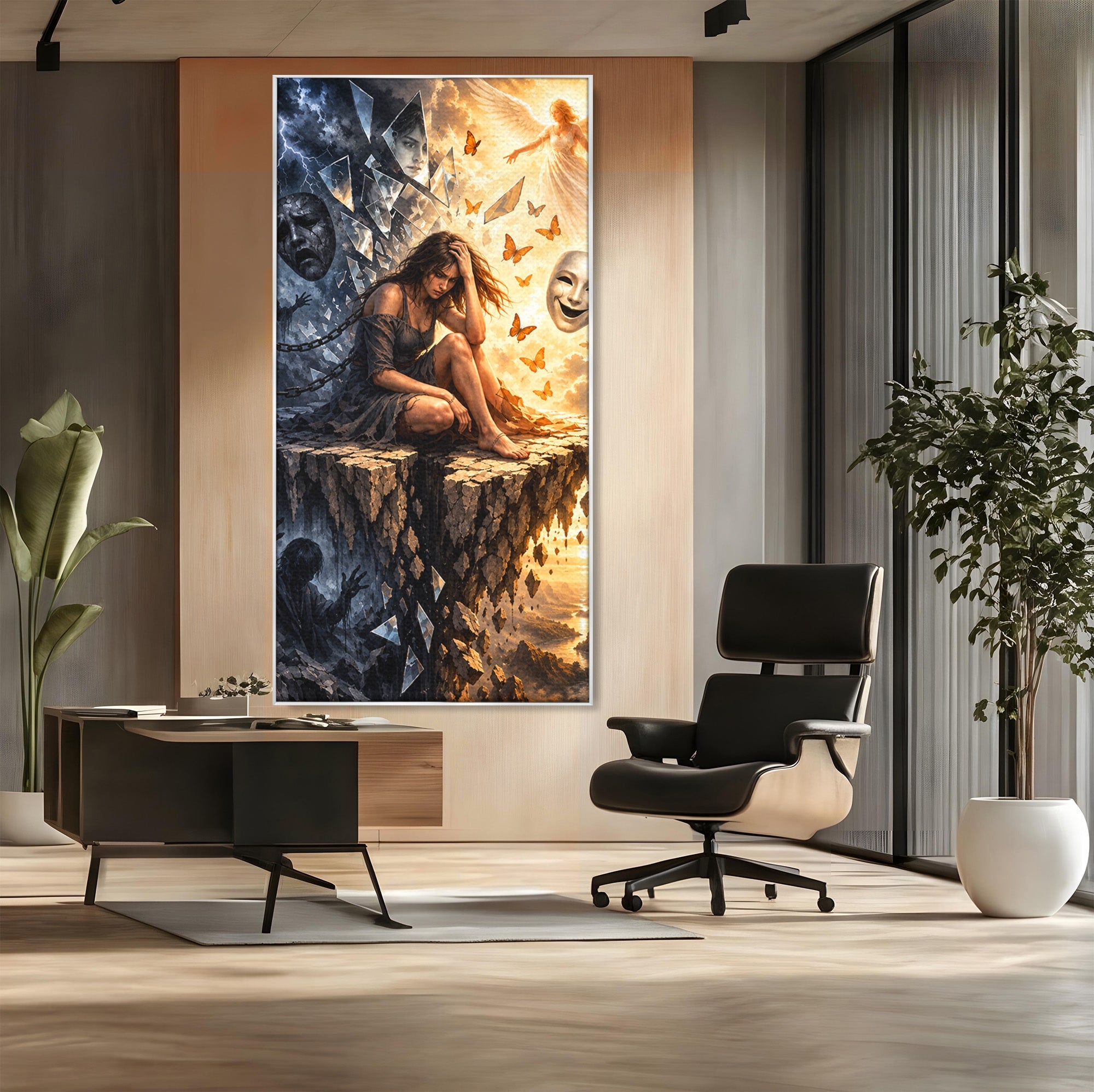 Tablou Canvas Premium LuxCanva® U1003, Reflectii Interioare, Reflectie, Fantezie, Emotii, Inger, Living, Culori Vibrante