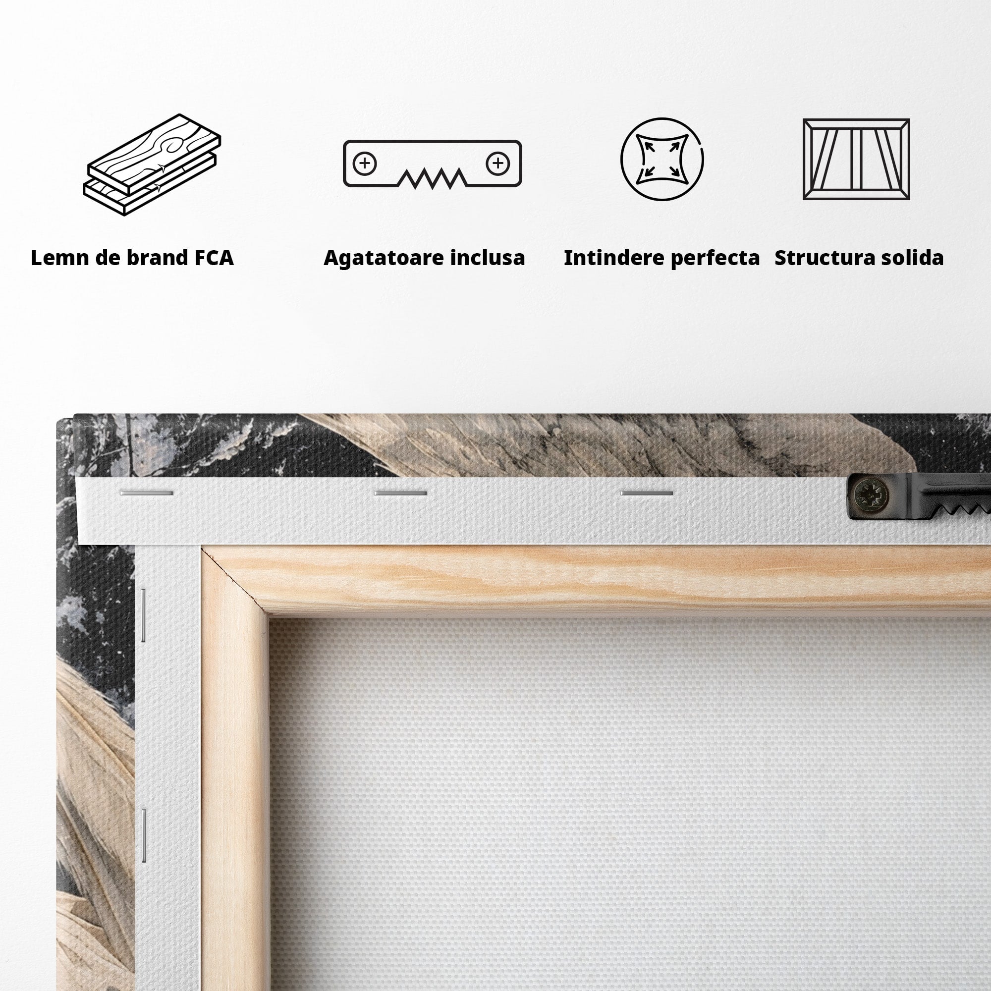 Tablou Canvas Premium LuxCanva® U1006, Ingerul Somnoros, Inger, Iarna, Visare, Noapte, Peisaj, Living, Dormitor, Culori Vibrante