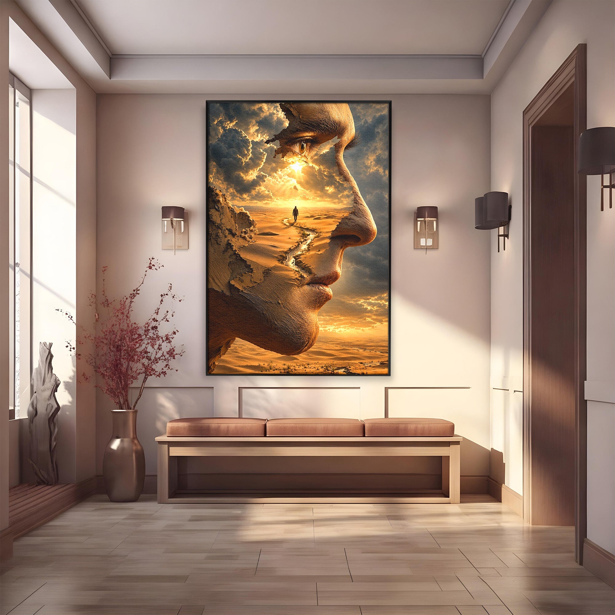 Tablou Canvas Premium LuxCanva® U1007, Chip In Desert, Chip, Desert, Apus, Living, Peisaj, Culori Vibrante