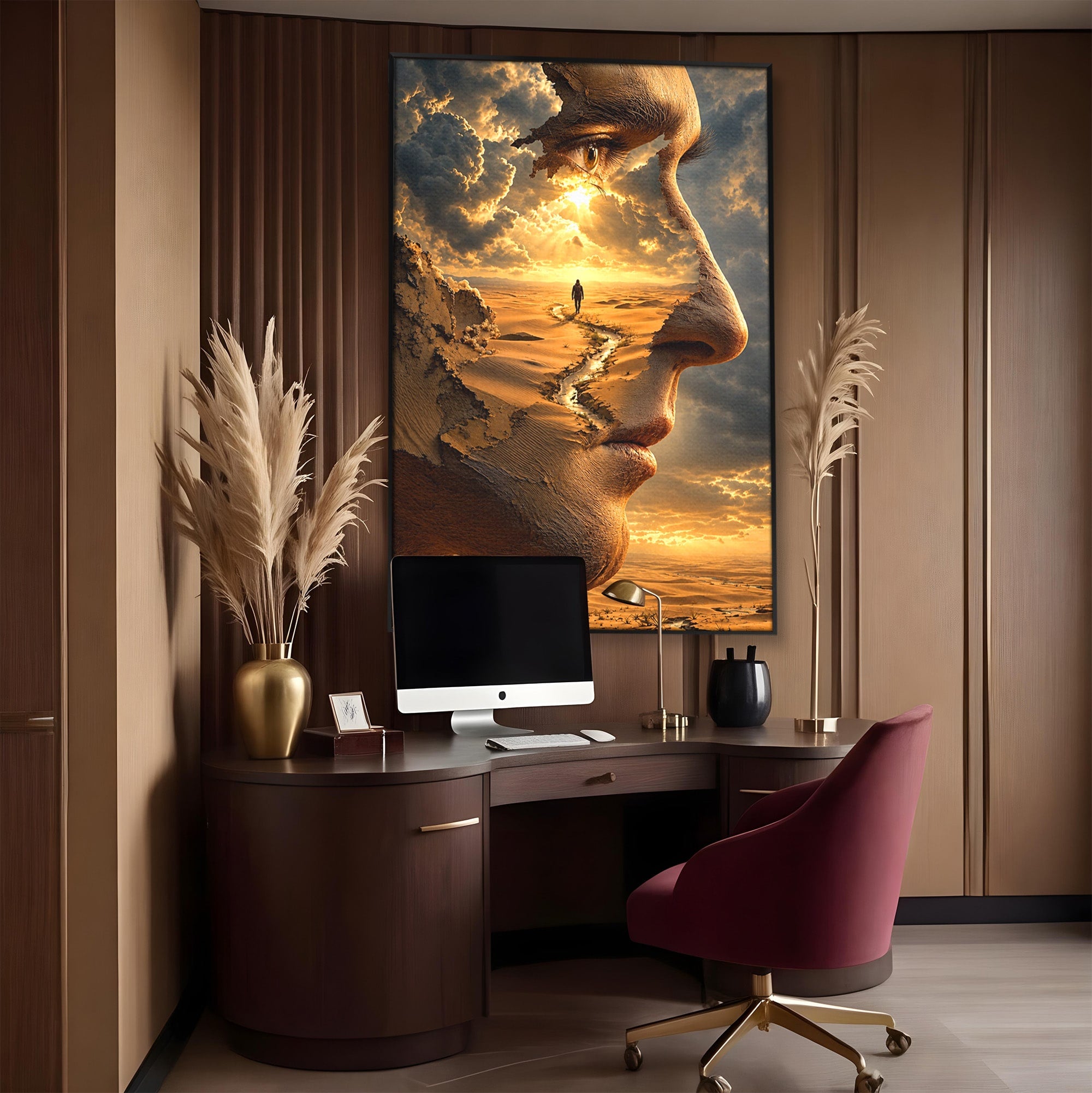 Tablou Canvas Premium LuxCanva® U1007, Chip In Desert, Chip, Desert, Apus, Living, Peisaj, Culori Vibrante