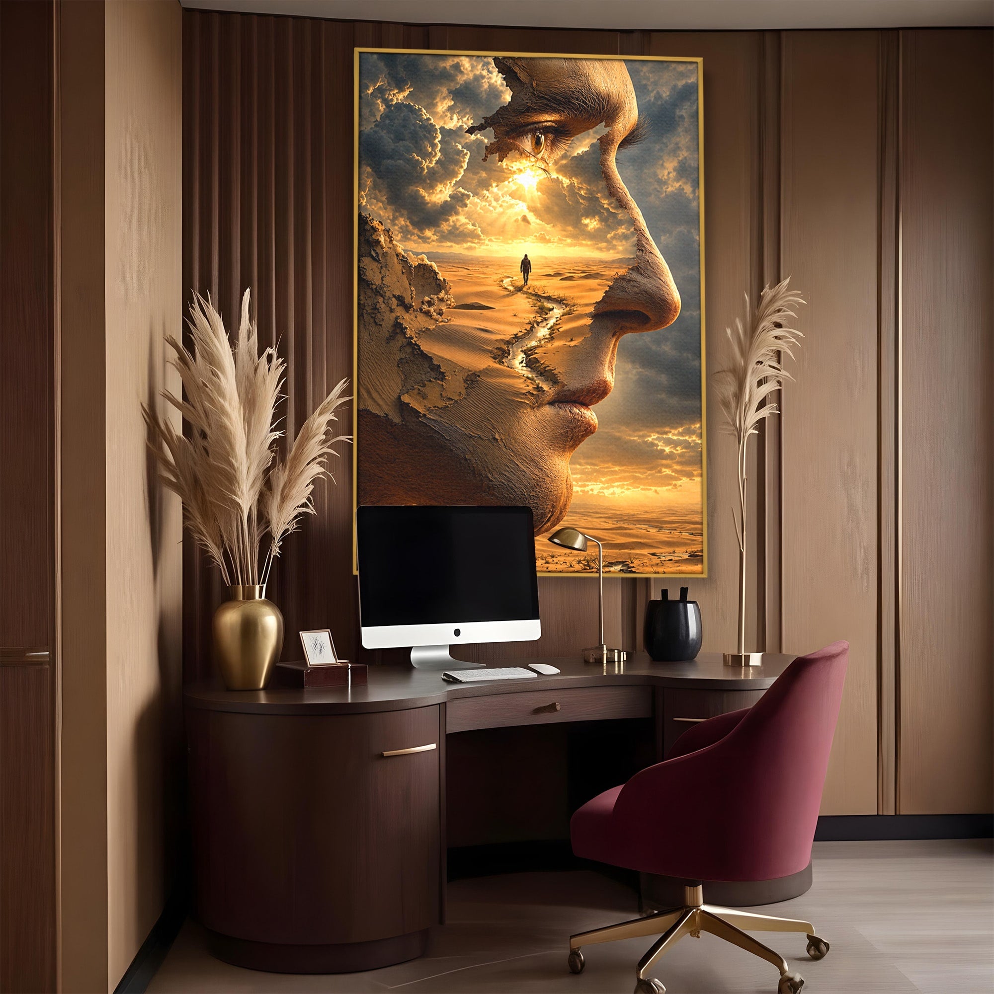 Tablou Canvas Premium LuxCanva® U1007, Chip In Desert, Chip, Desert, Apus, Living, Peisaj, Culori Vibrante