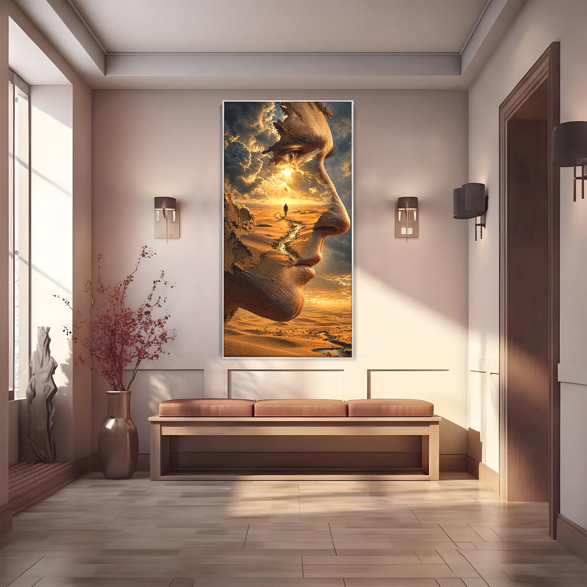 Tablou Canvas Premium LuxCanva® U1007, Chip In Desert, Chip, Desert, Apus, Living, Peisaj, Culori Vibrante