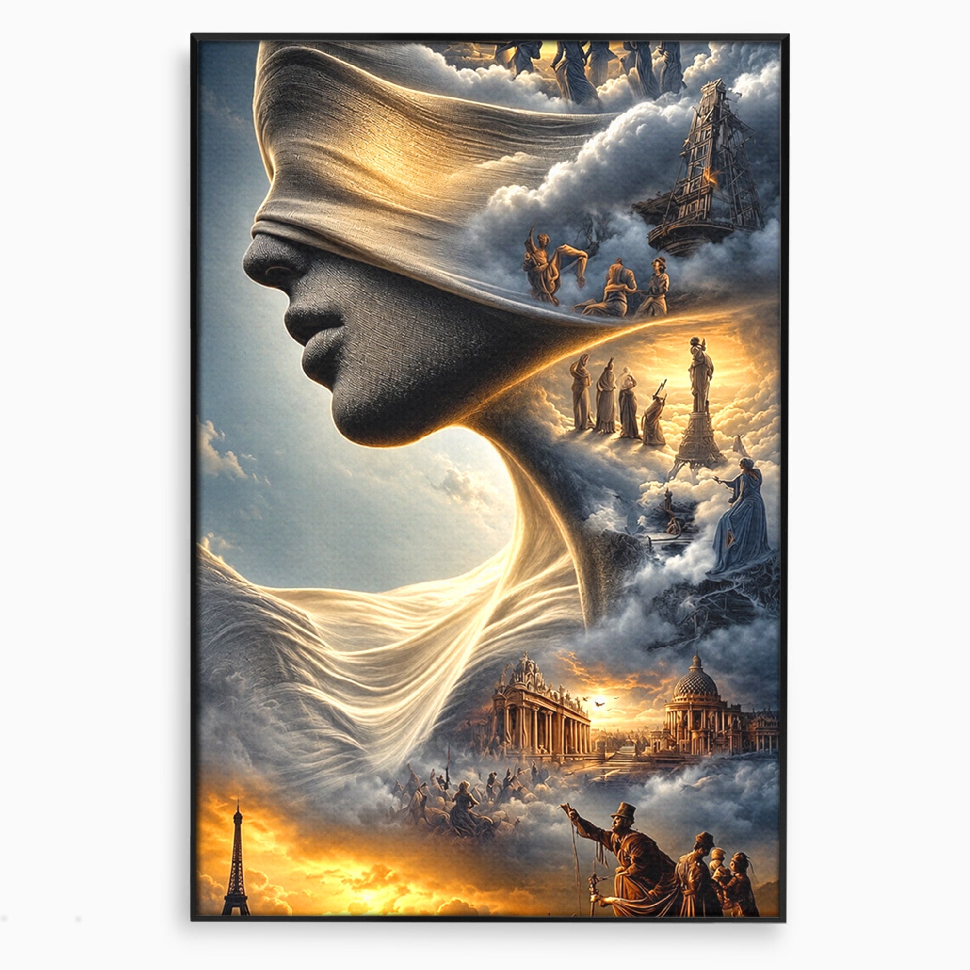 Tablou Canvas Premium LuxCanva® U1009, Vis Parizian, Fantezie, Paris, Peisaj, Living, Mister, Culori Vibrante