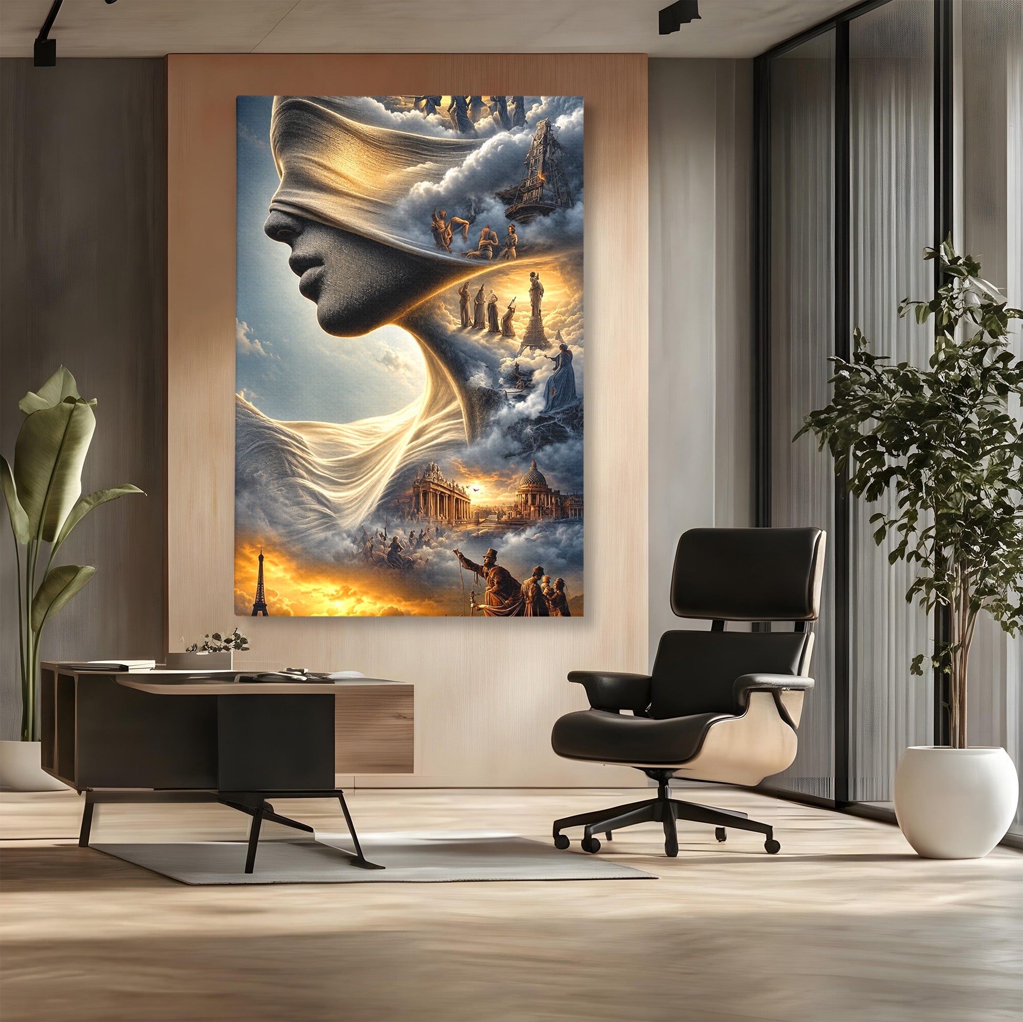 Tablou Canvas Premium LuxCanva® U1009, Vis Parizian, Fantezie, Paris, Peisaj, Living, Mister, Culori Vibrante