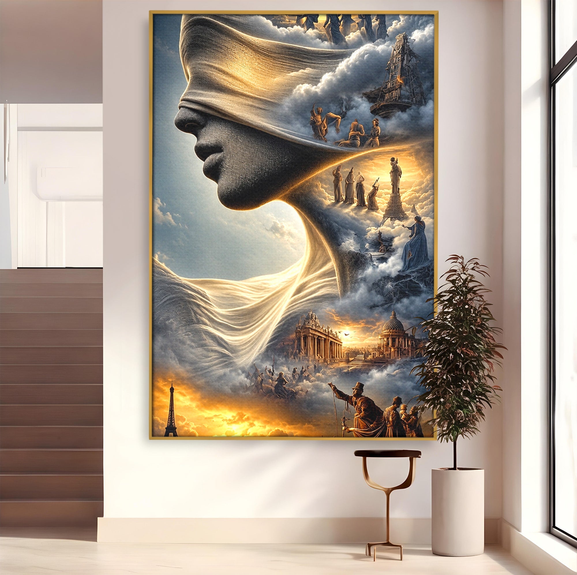 Tablou Canvas Premium LuxCanva® U1009, Vis Parizian, Fantezie, Paris, Peisaj, Living, Mister, Culori Vibrante