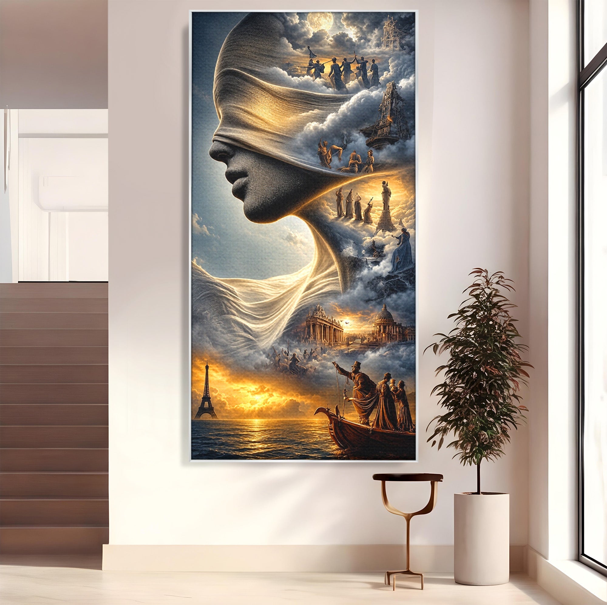 Tablou Canvas Premium LuxCanva® U1009, Vis Parizian, Fantezie, Paris, Peisaj, Living, Mister, Culori Vibrante