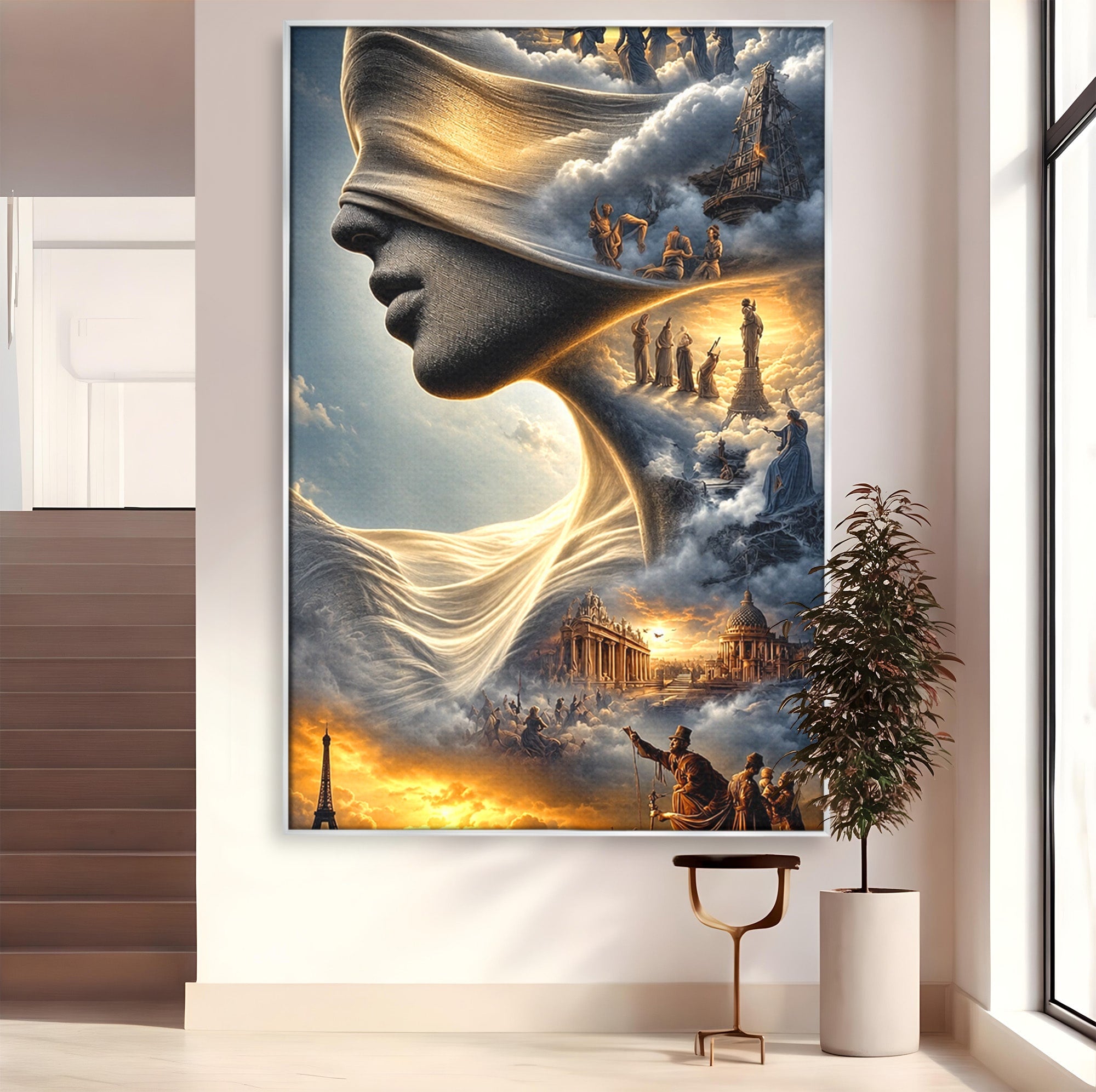 Tablou Canvas Premium LuxCanva® U1009, Vis Parizian, Fantezie, Paris, Peisaj, Living, Mister, Culori Vibrante