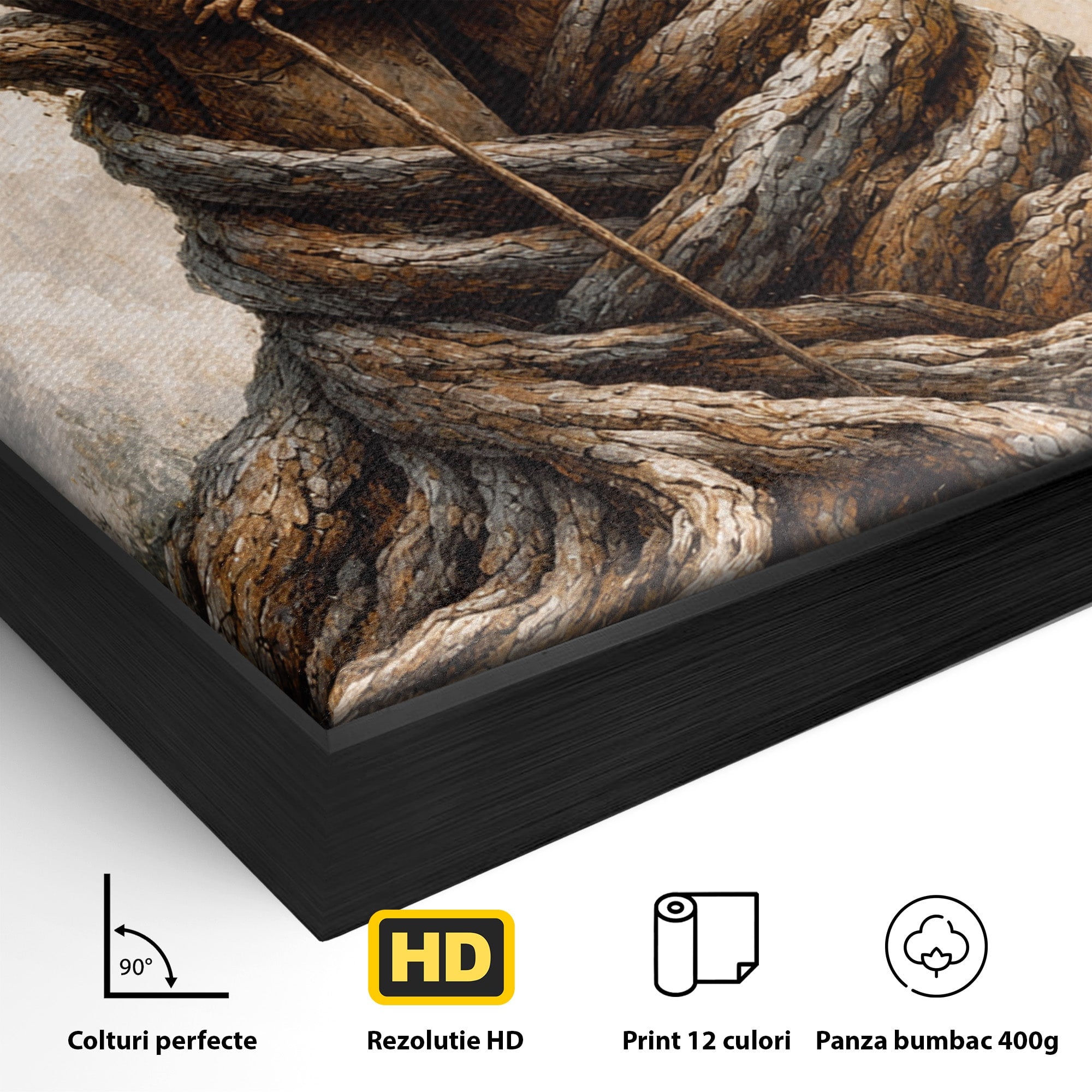 Tablou Canvas Premium LuxCanva® U1010, Imbratisarea Timpului, Batrani, Copac, Iubire, Timp, Natura, Living, Culori Vibrante