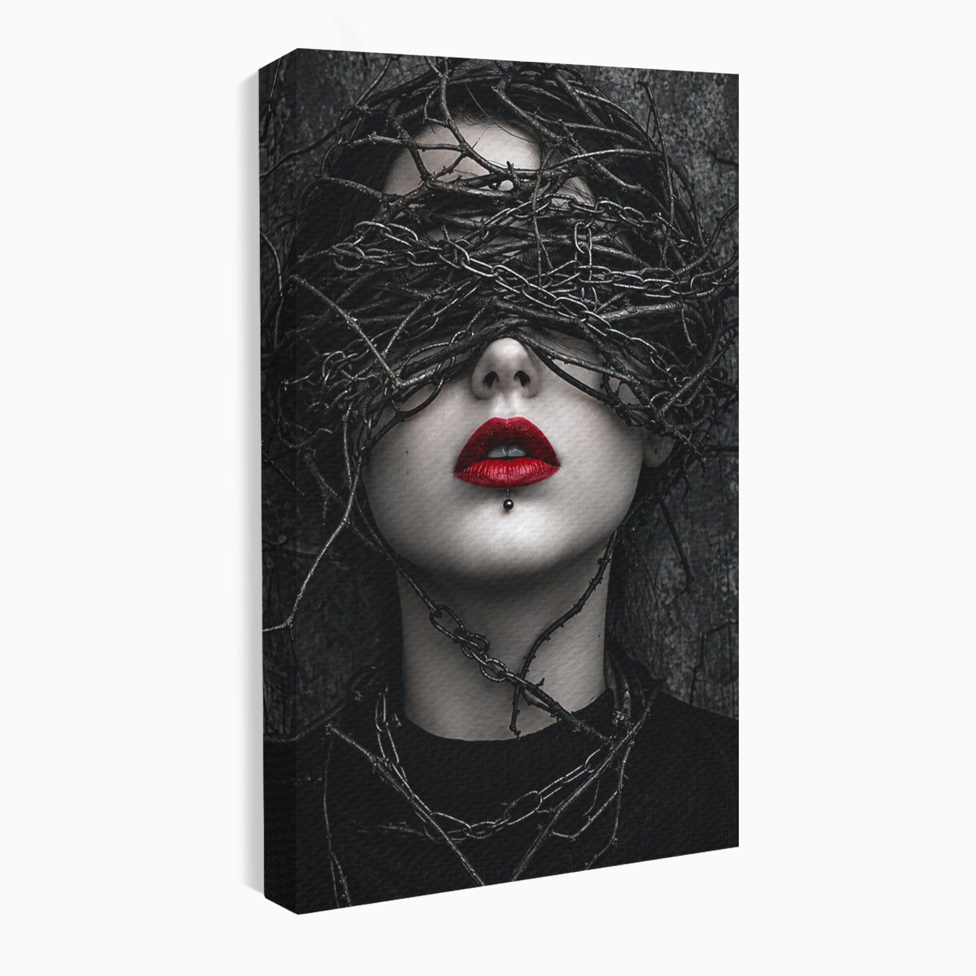Tablou Canvas Premium LuxCanva® U1011, Misterul Intunecat, Portret, Mister, Conceptual, Living, Intunecat, Culori Vibrante