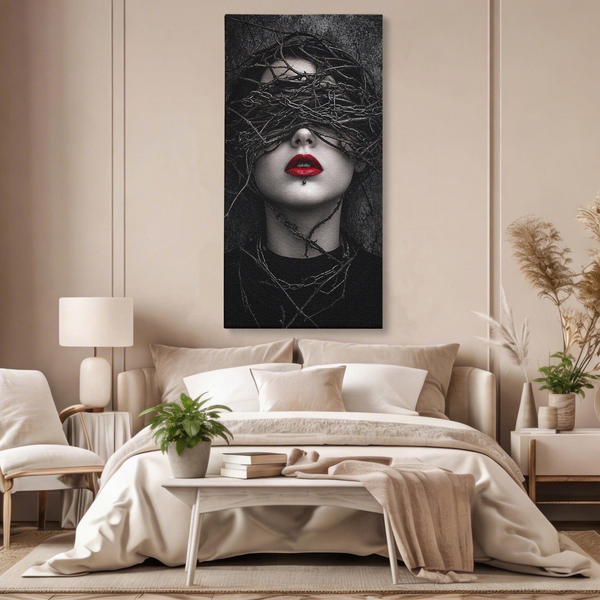 Tablou Canvas Premium LuxCanva® U1011, Misterul Intunecat, Portret, Mister, Conceptual, Living, Intunecat, Culori Vibrante