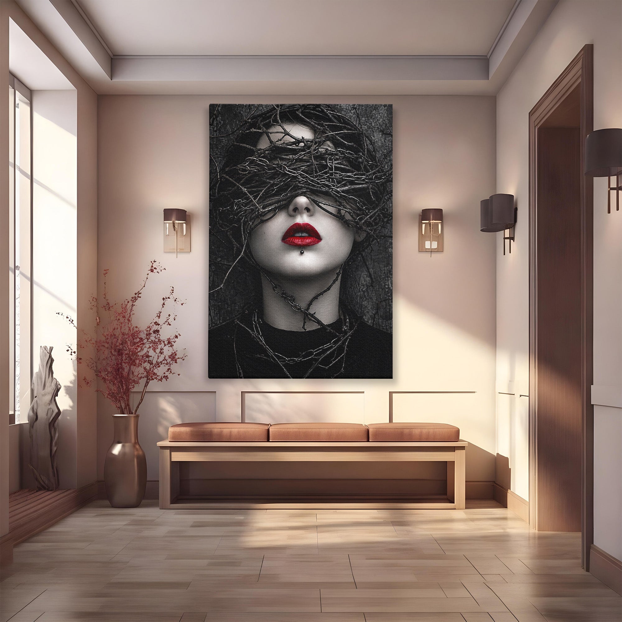 Tablou Canvas Premium LuxCanva® U1011, Misterul Intunecat, Portret, Mister, Conceptual, Living, Intunecat, Culori Vibrante