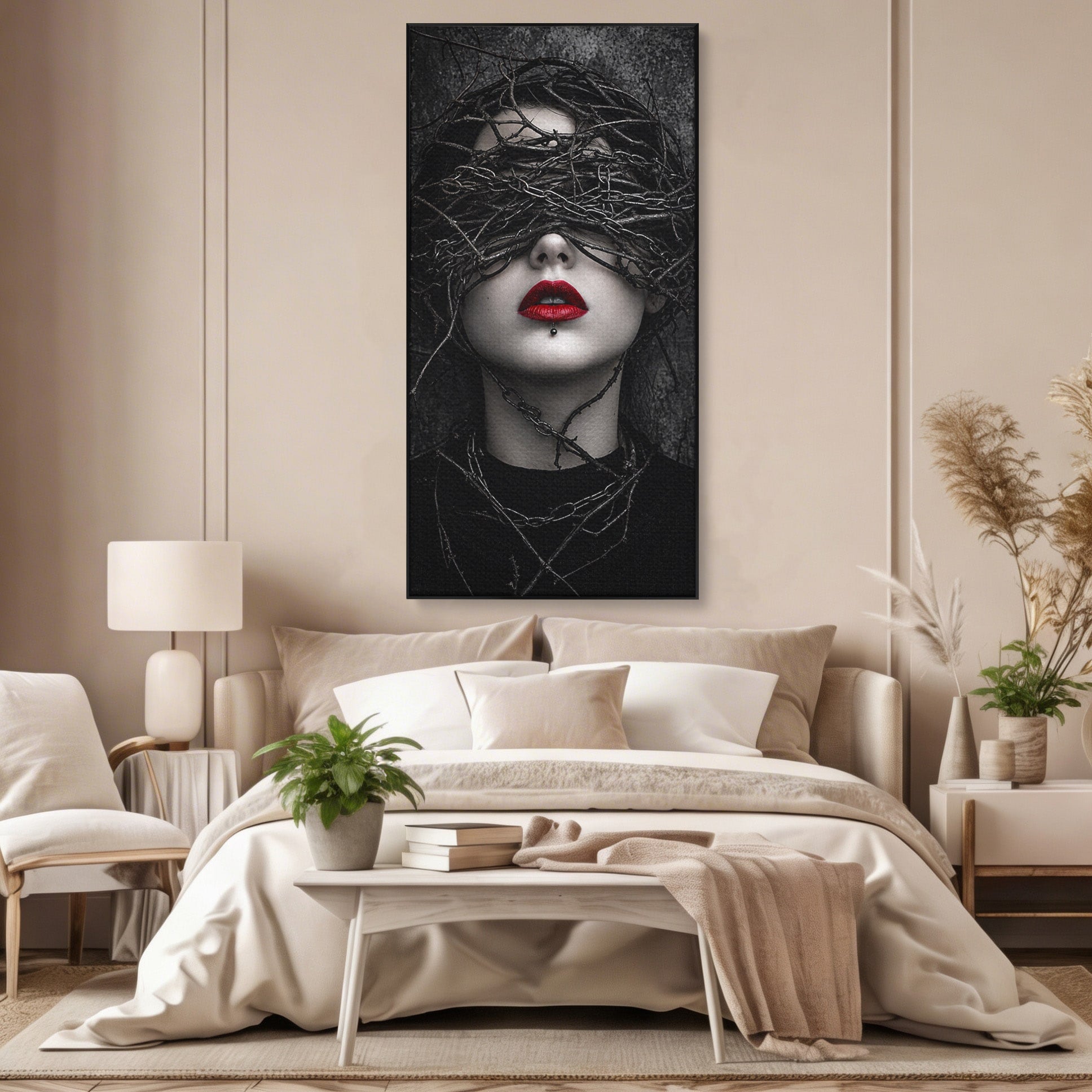 Tablou Canvas Premium LuxCanva® U1011, Misterul Intunecat, Portret, Mister, Conceptual, Living, Intunecat, Culori Vibrante