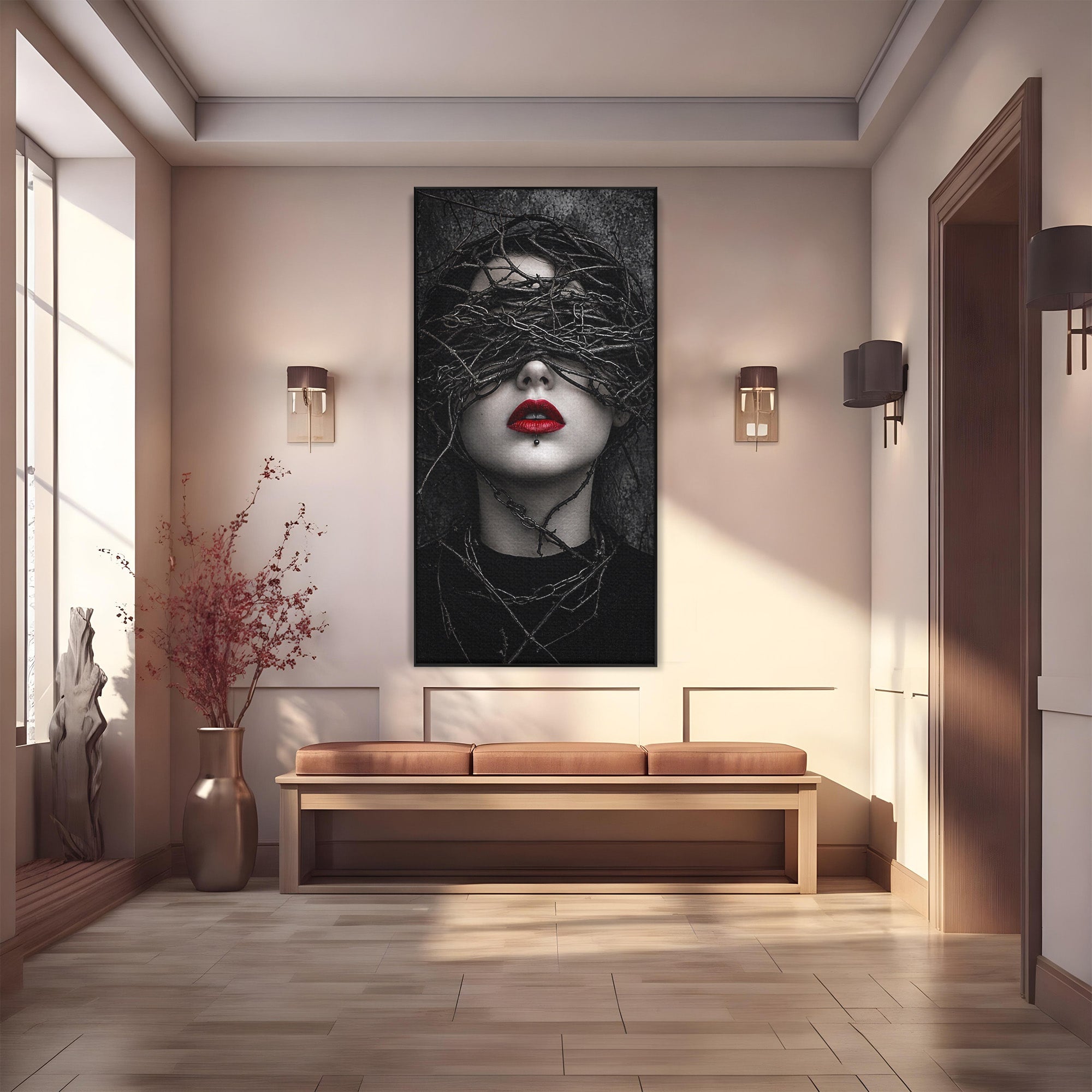 Tablou Canvas Premium LuxCanva® U1011, Misterul Intunecat, Portret, Mister, Conceptual, Living, Intunecat, Culori Vibrante