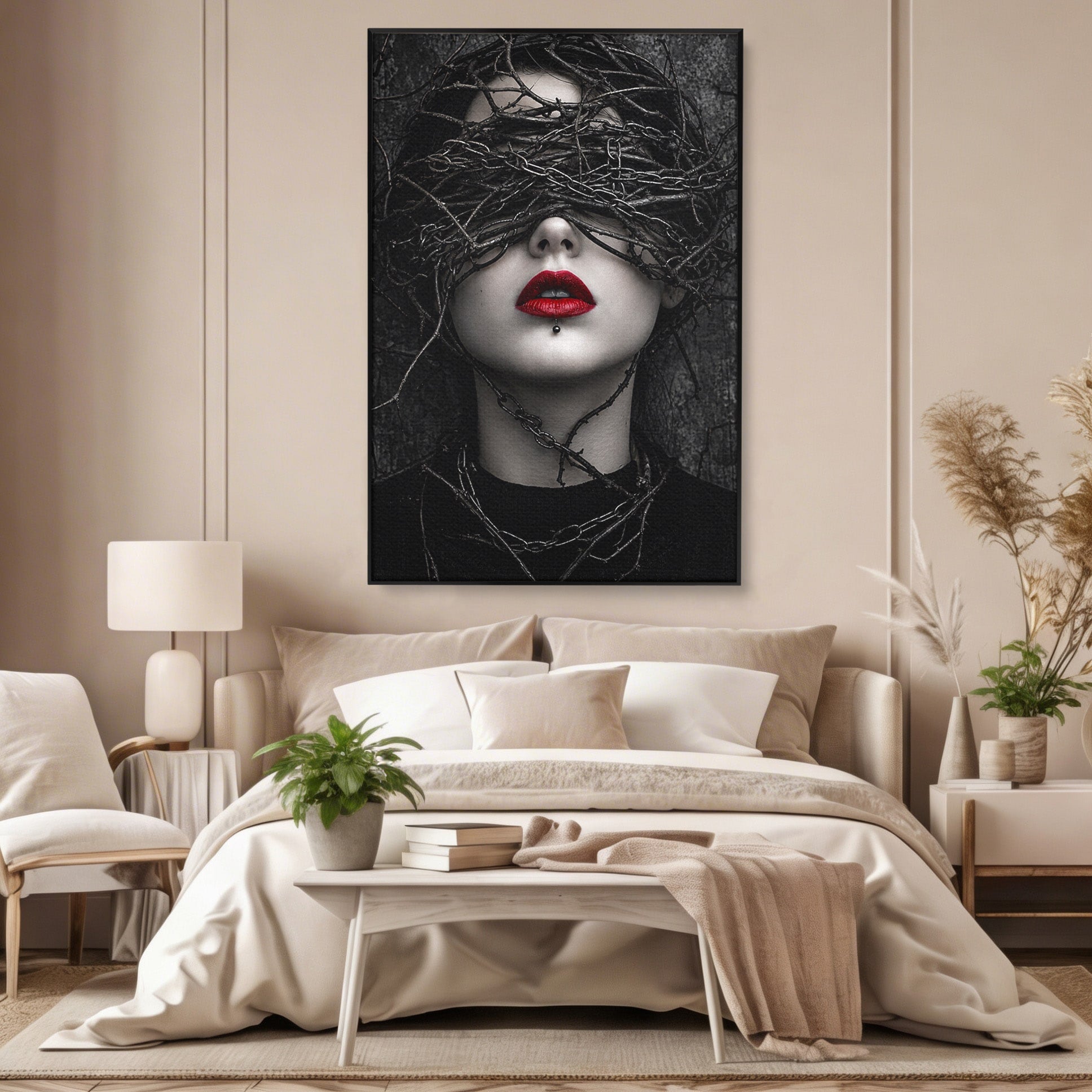 Tablou Canvas Premium LuxCanva® U1011, Misterul Intunecat, Portret, Mister, Conceptual, Living, Intunecat, Culori Vibrante