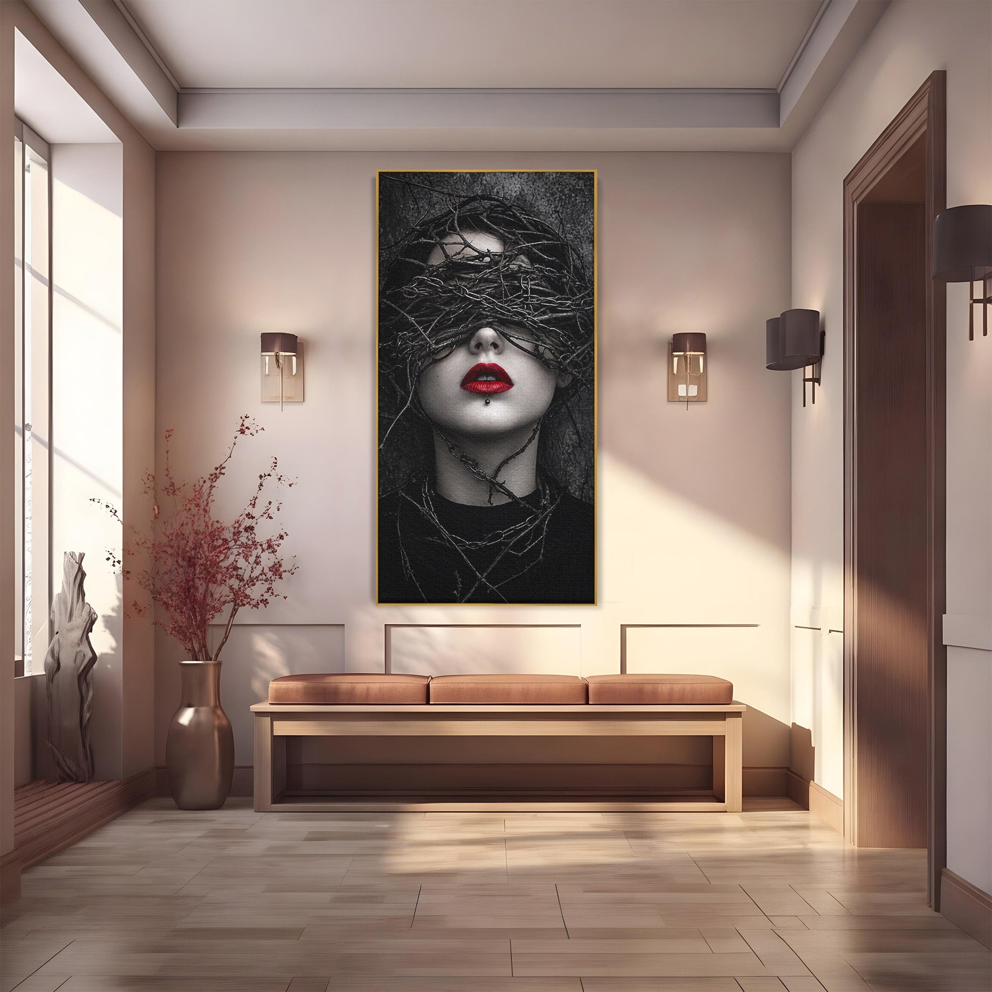 Tablou Canvas Premium LuxCanva® U1011, Misterul Intunecat, Portret, Mister, Conceptual, Living, Intunecat, Culori Vibrante