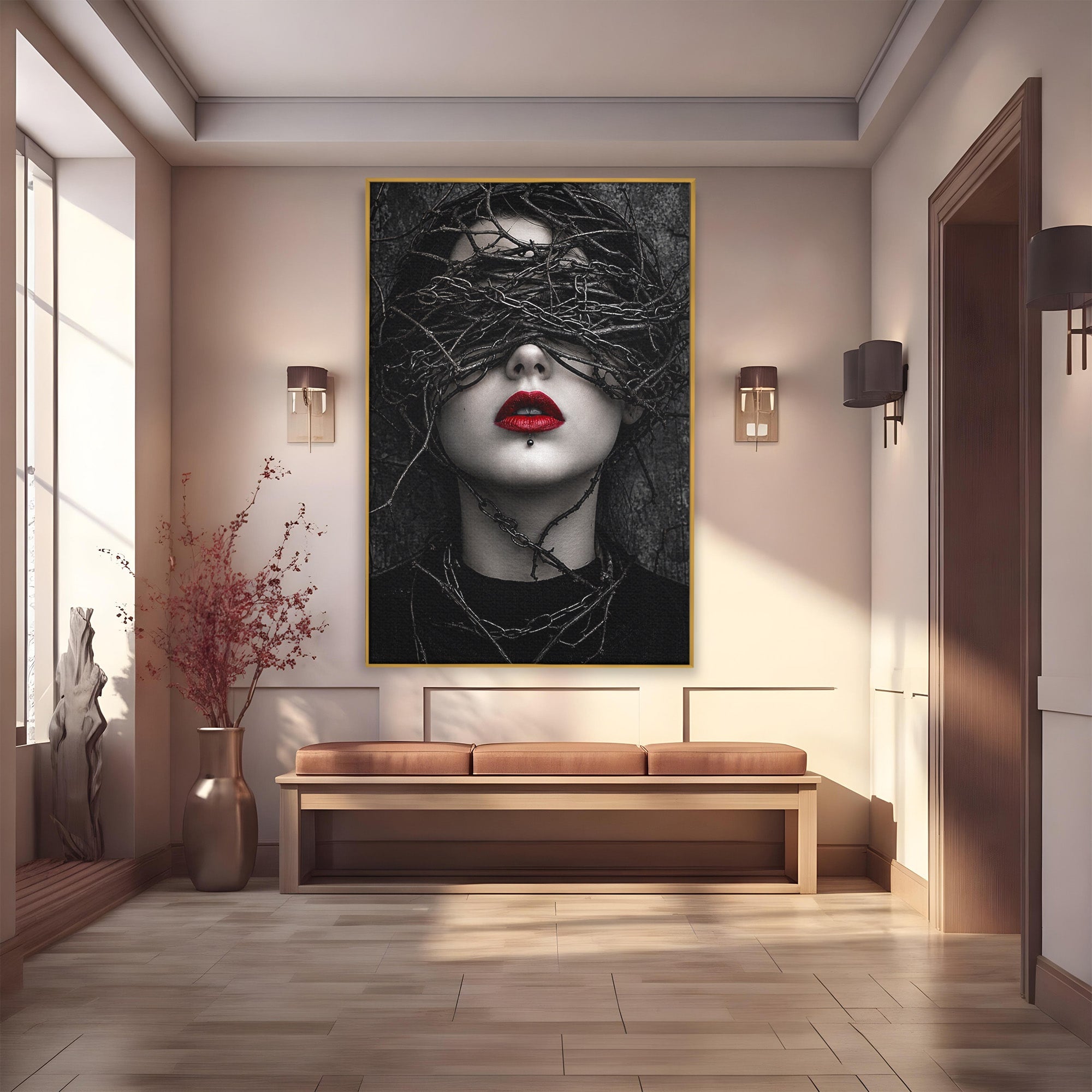 Tablou Canvas Premium LuxCanva® U1011, Misterul Intunecat, Portret, Mister, Conceptual, Living, Intunecat, Culori Vibrante