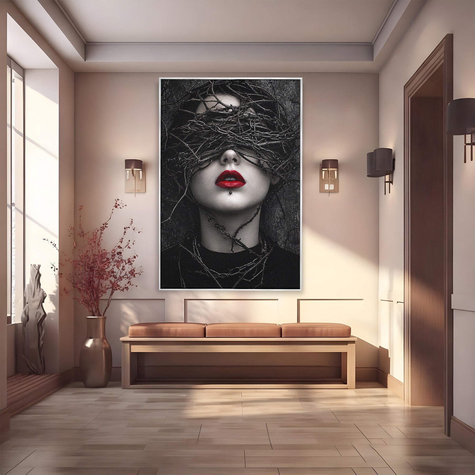 Tablou Canvas Premium LuxCanva® U1011, Misterul Intunecat, Portret, Mister, Conceptual, Living, Intunecat, Culori Vibrante