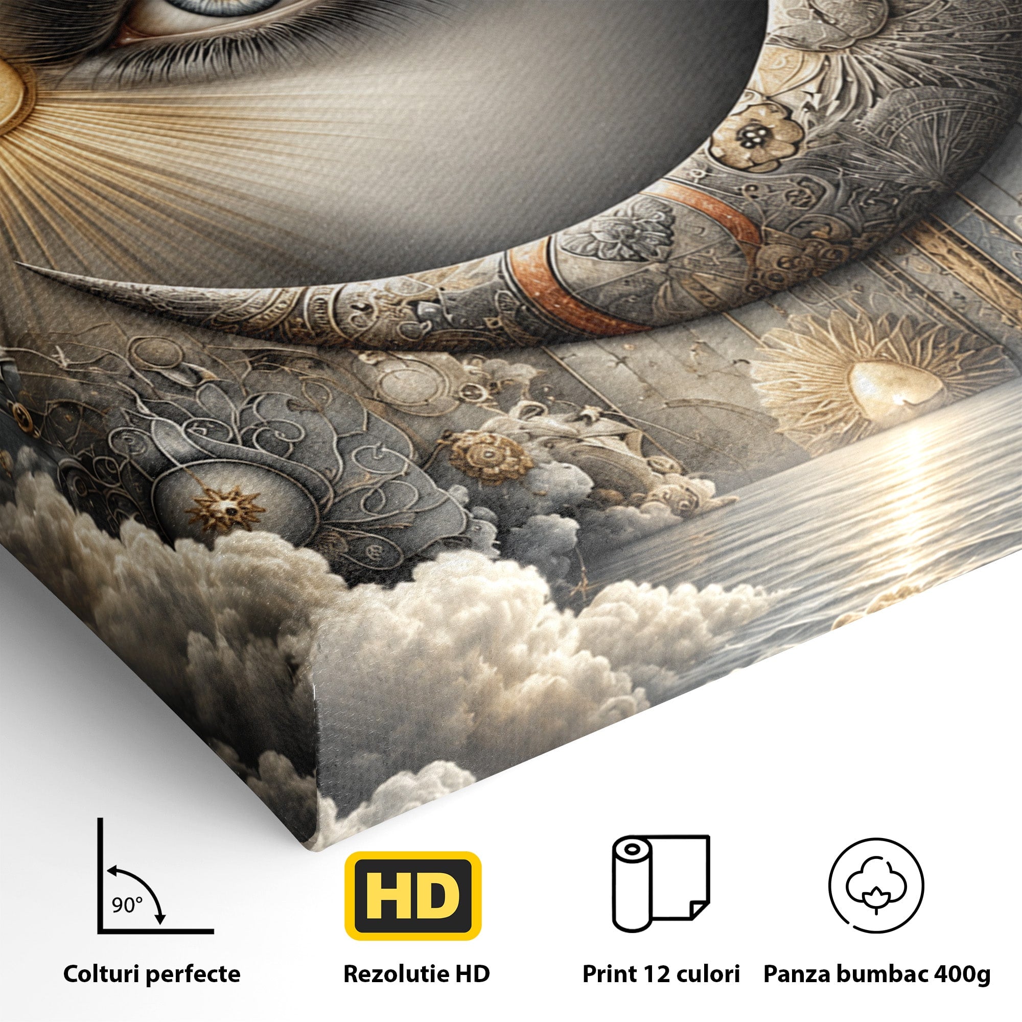 Tablou Canvas Premium LuxCanva® U1012, Ochiul Lunii, Fantezie, Cer, Luna, Ochi, Dormitor, Culori Vibrante