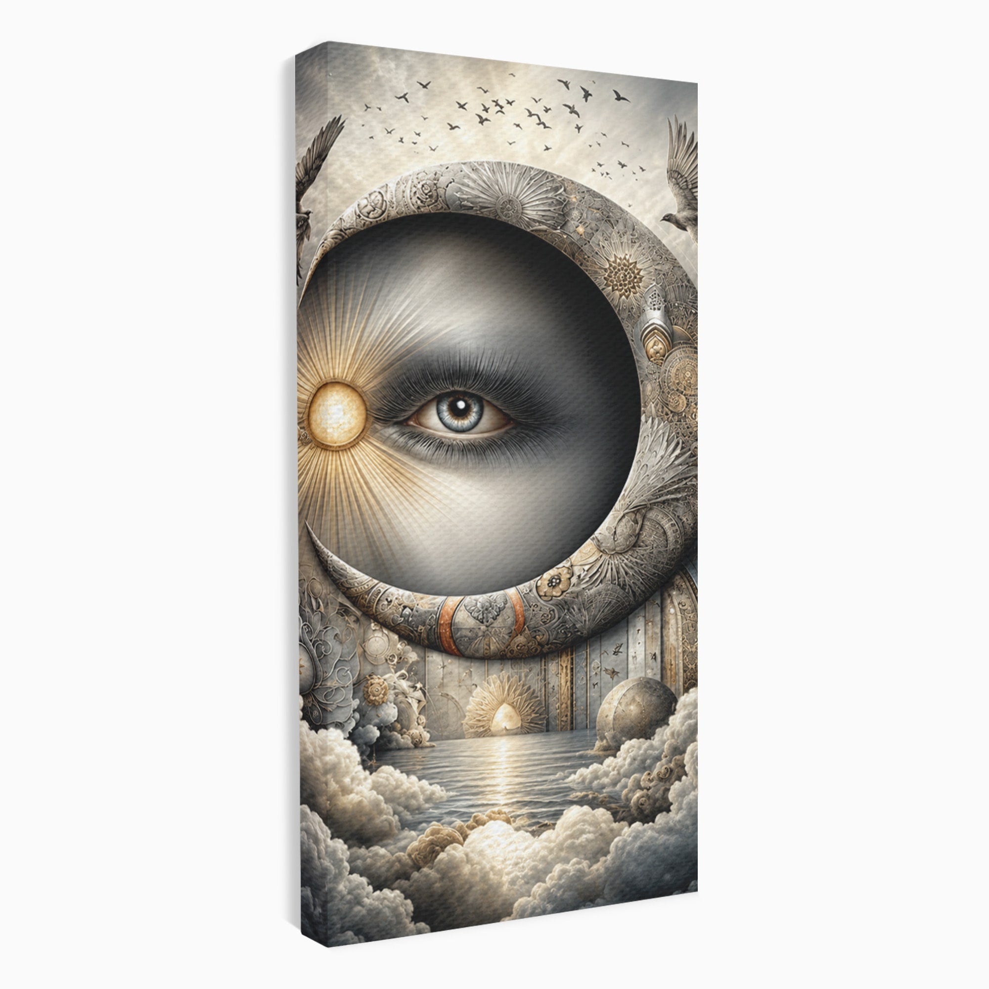 Tablou Canvas Premium LuxCanva® U1012, Ochiul Lunii, Fantezie, Cer, Luna, Ochi, Dormitor, Culori Vibrante