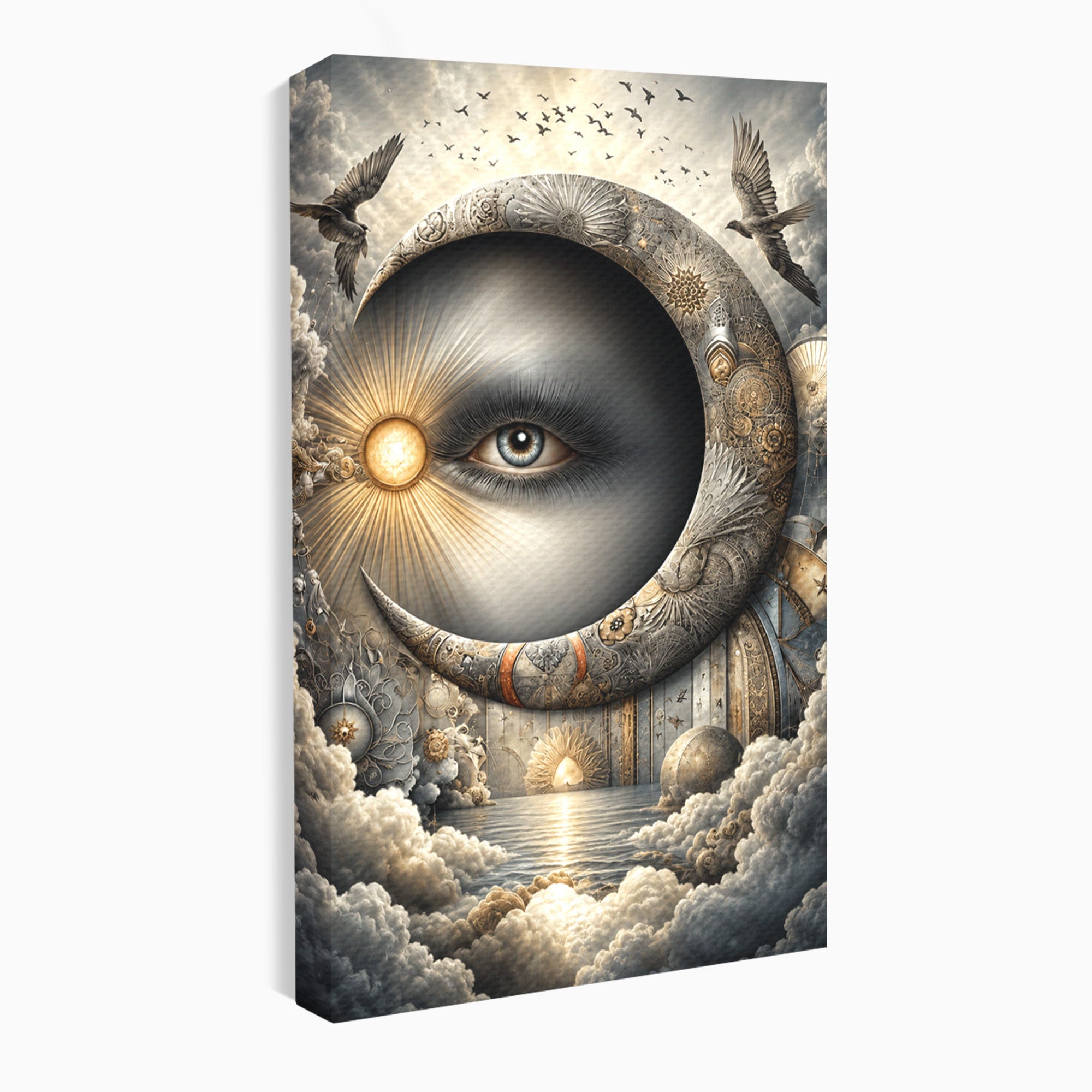Tablou Canvas Premium LuxCanva® U1012, Ochiul Lunii, Fantezie, Cer, Luna, Ochi, Dormitor, Culori Vibrante