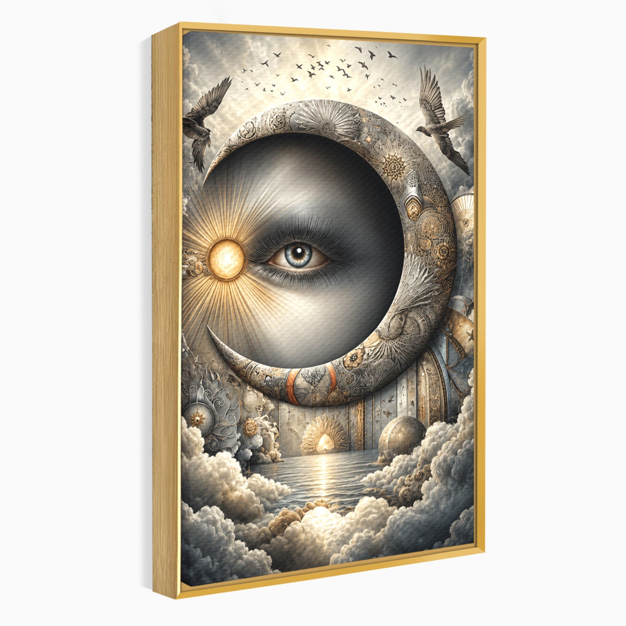 Tablou Canvas Premium LuxCanva® U1012, Ochiul Lunii, Fantezie, Cer, Luna, Ochi, Dormitor, Culori Vibrante