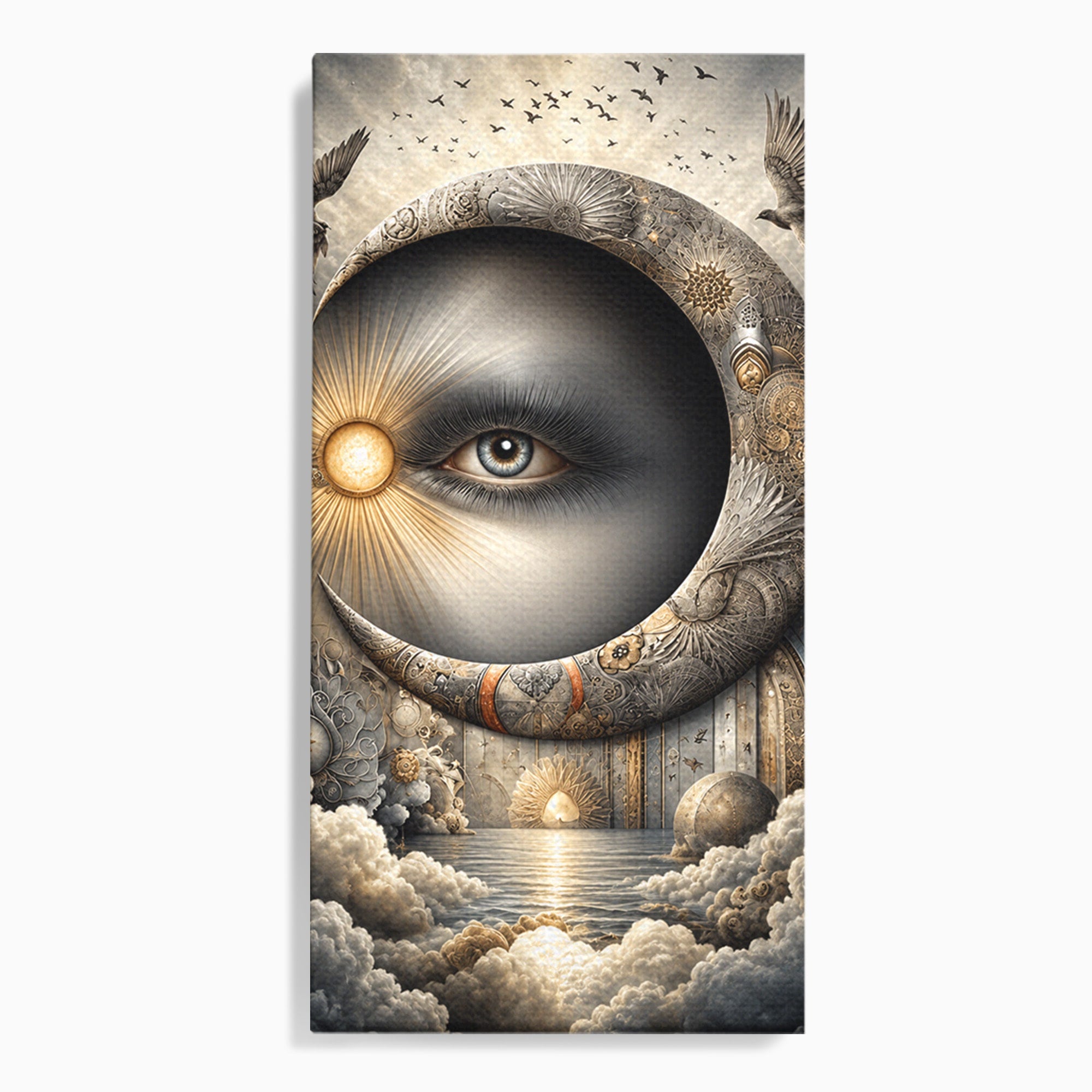 Tablou Canvas Premium LuxCanva® U1012, Ochiul Lunii, Fantezie, Cer, Luna, Ochi, Dormitor, Culori Vibrante