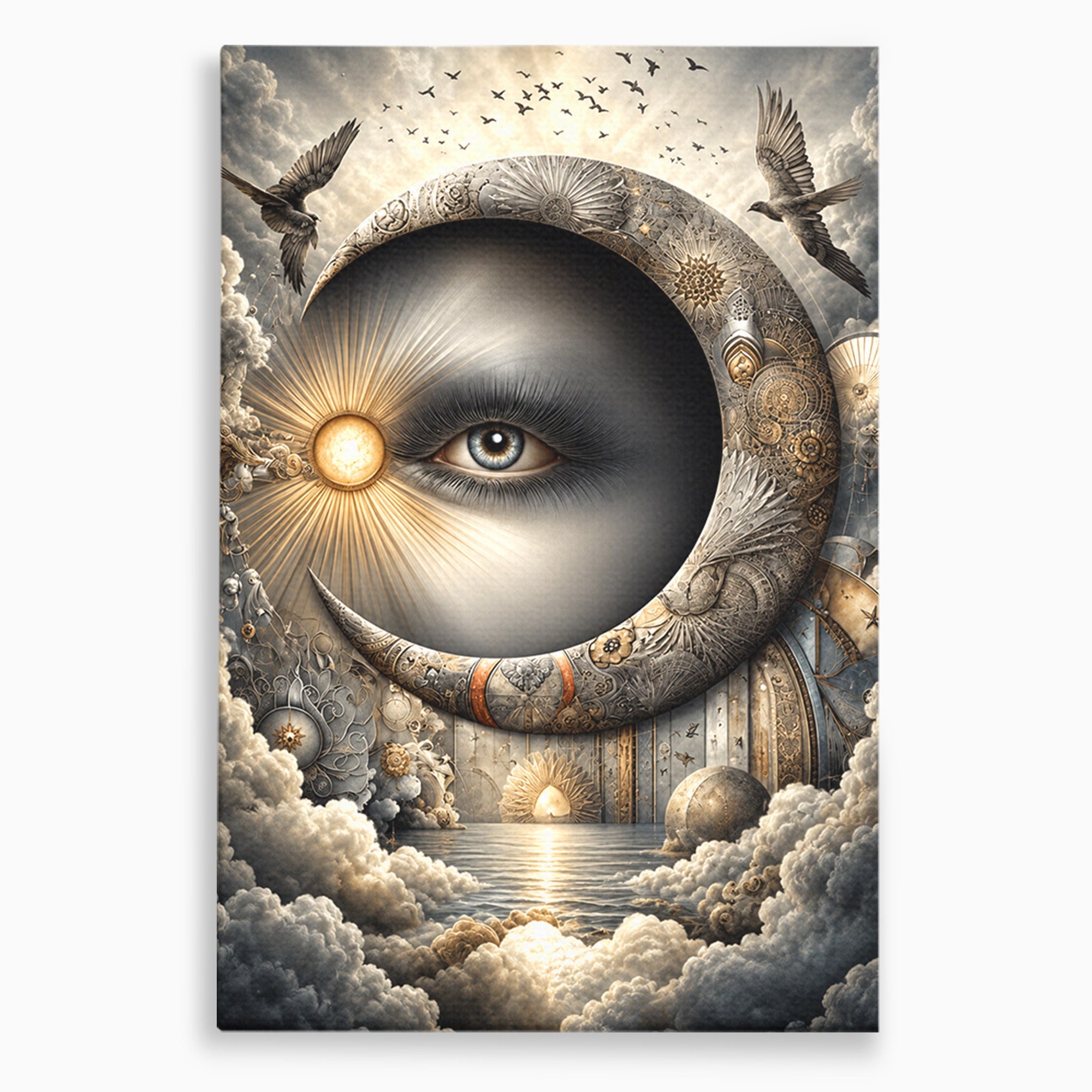 Tablou Canvas Premium LuxCanva® U1012, Ochiul Lunii, Fantezie, Cer, Luna, Ochi, Dormitor, Culori Vibrante