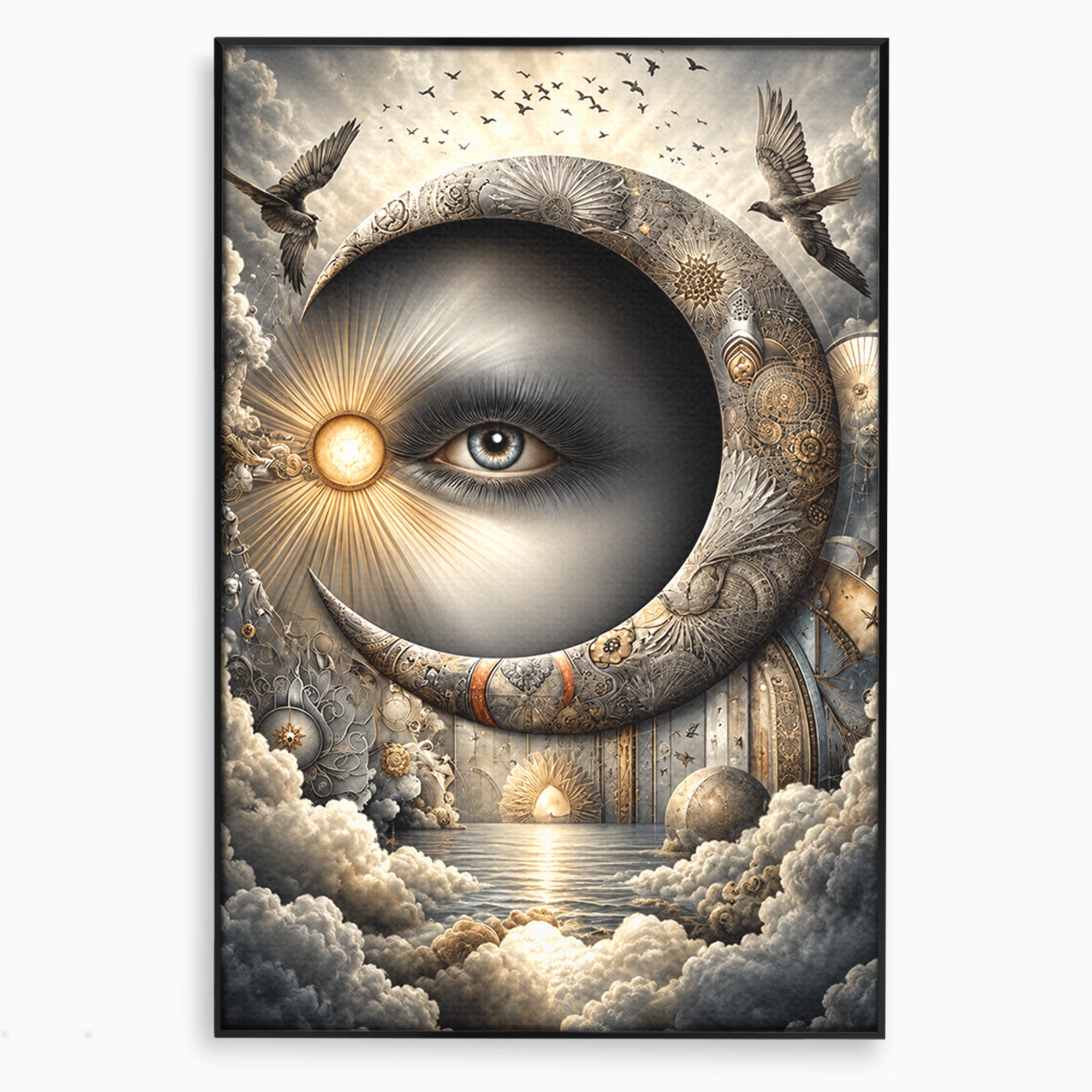 Tablou Canvas Premium LuxCanva® U1012, Ochiul Lunii, Fantezie, Cer, Luna, Ochi, Dormitor, Culori Vibrante