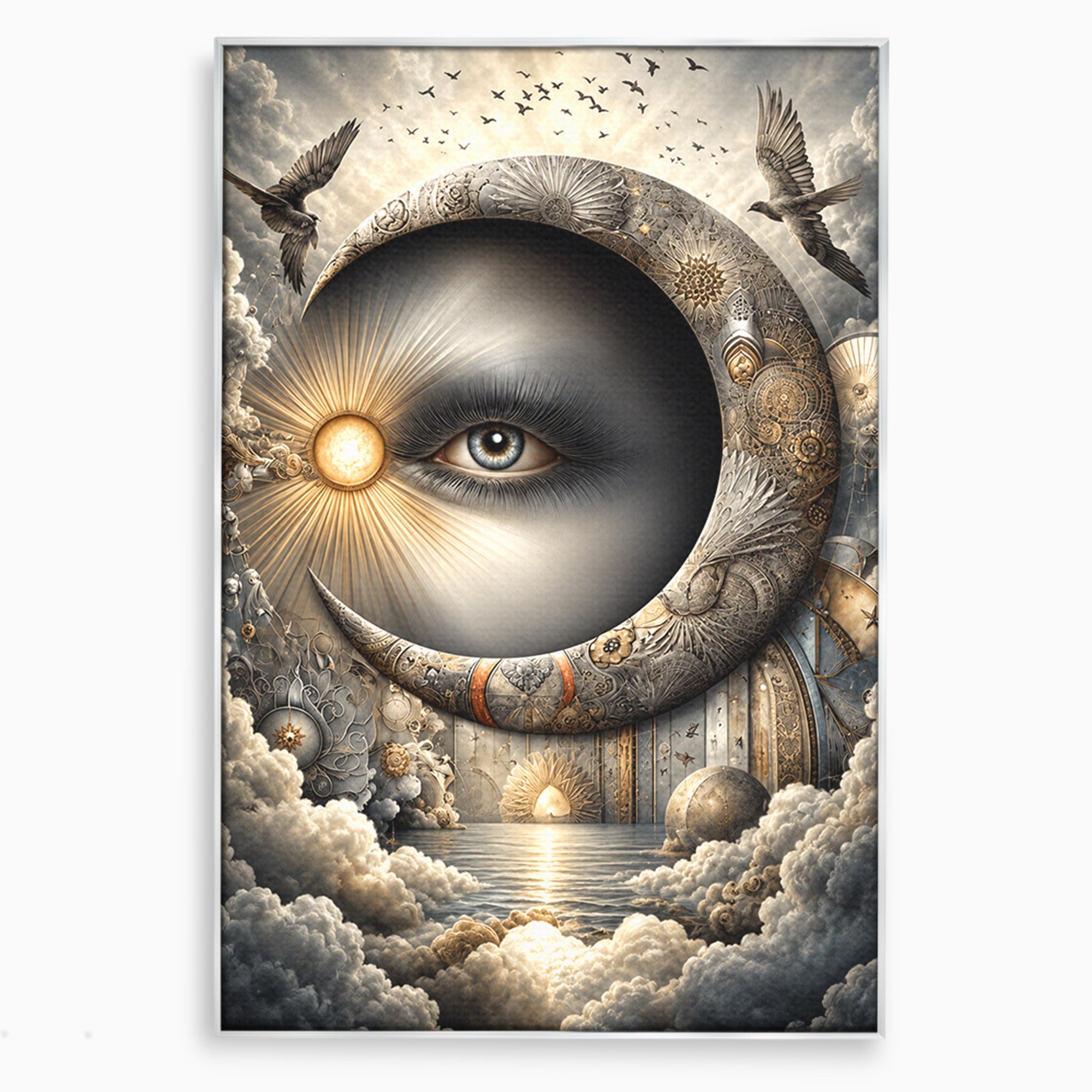 Tablou Canvas Premium LuxCanva® U1012, Ochiul Lunii, Fantezie, Cer, Luna, Ochi, Dormitor, Culori Vibrante