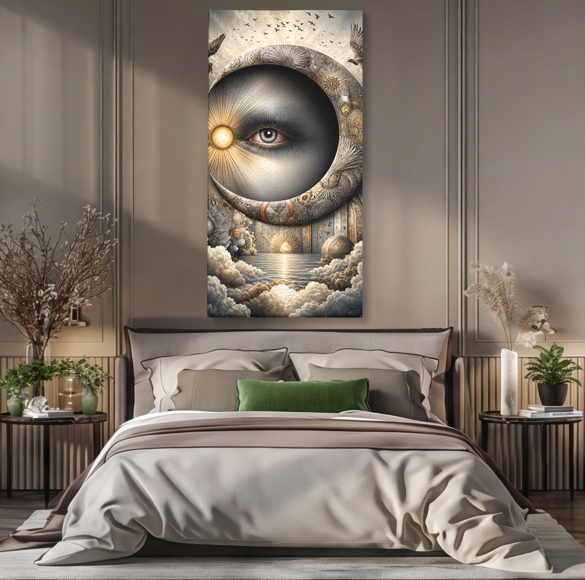 Tablou Canvas Premium LuxCanva® U1012, Ochiul Lunii, Fantezie, Cer, Luna, Ochi, Dormitor, Culori Vibrante