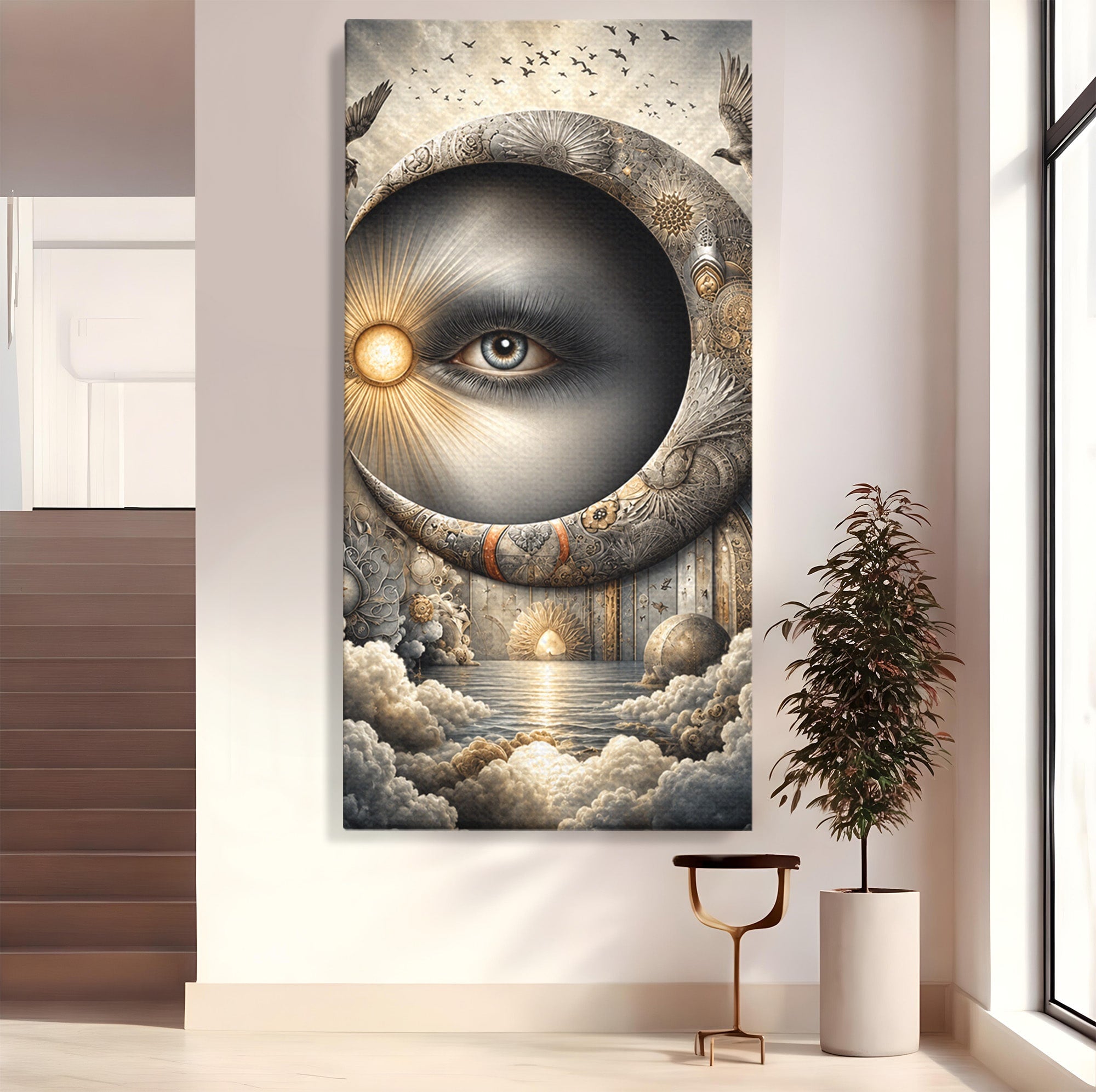 Tablou Canvas Premium LuxCanva® U1012, Ochiul Lunii, Fantezie, Cer, Luna, Ochi, Dormitor, Culori Vibrante
