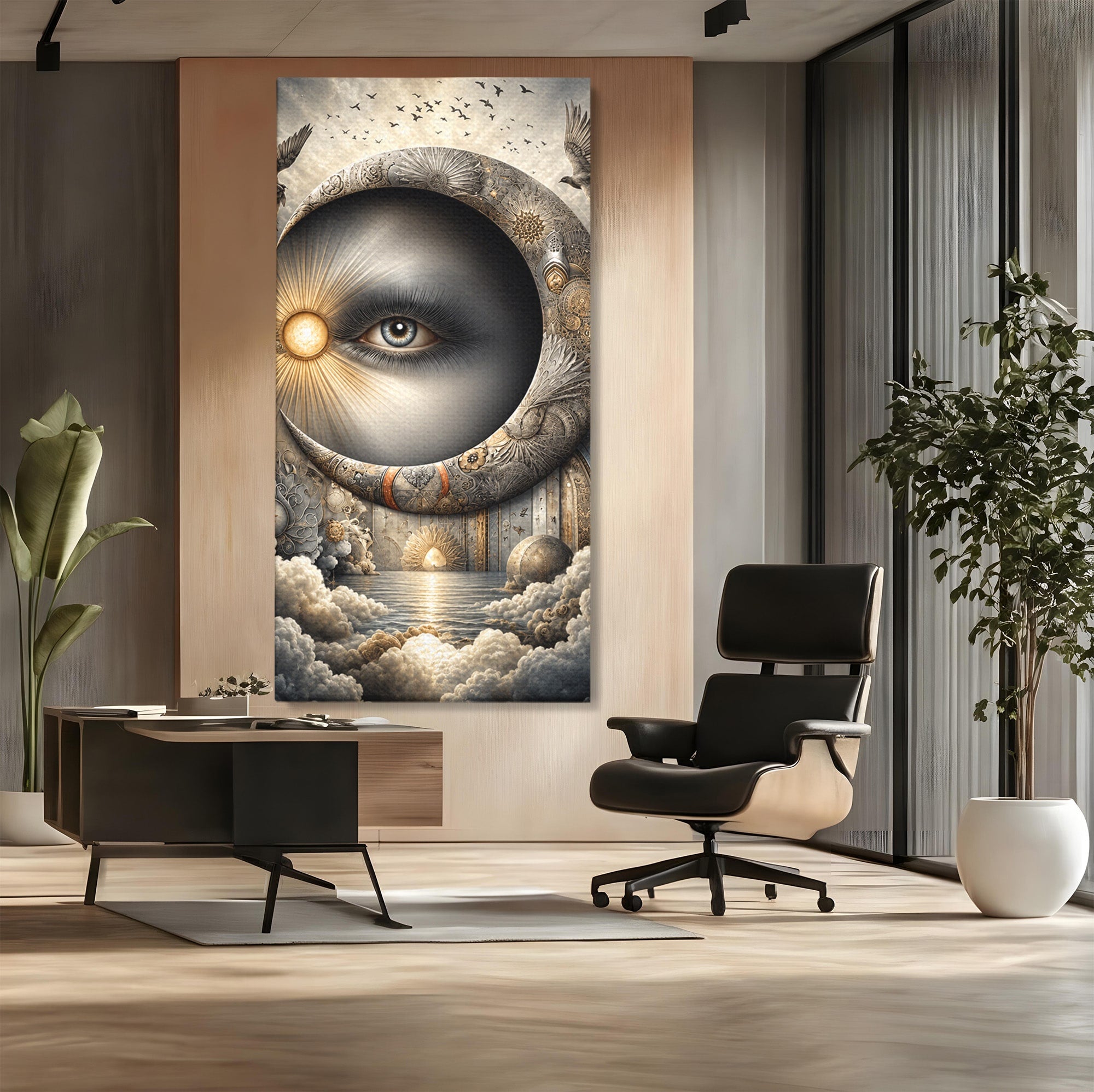 Tablou Canvas Premium LuxCanva® U1012, Ochiul Lunii, Fantezie, Cer, Luna, Ochi, Dormitor, Culori Vibrante