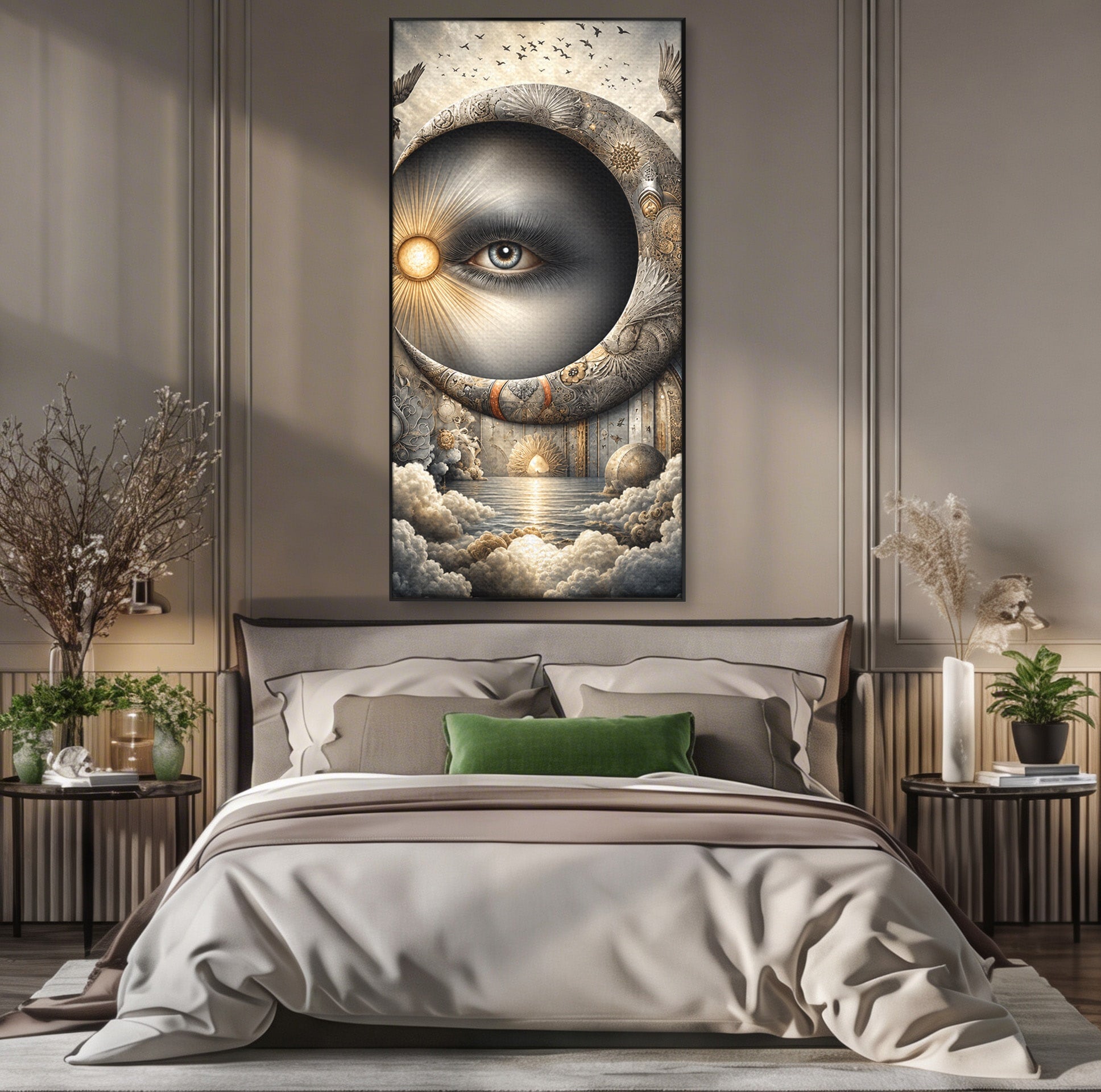 Tablou Canvas Premium LuxCanva® U1012, Ochiul Lunii, Fantezie, Cer, Luna, Ochi, Dormitor, Culori Vibrante