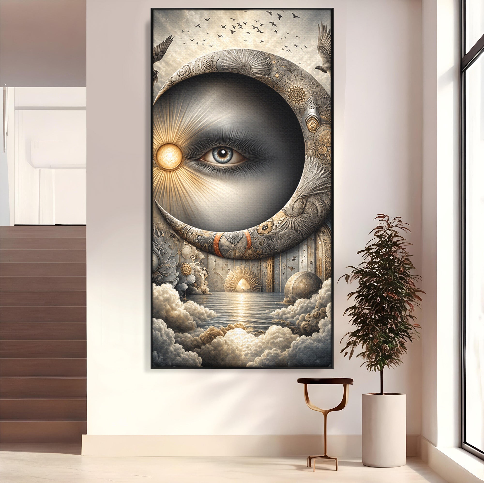 Tablou Canvas Premium LuxCanva® U1012, Ochiul Lunii, Fantezie, Cer, Luna, Ochi, Dormitor, Culori Vibrante